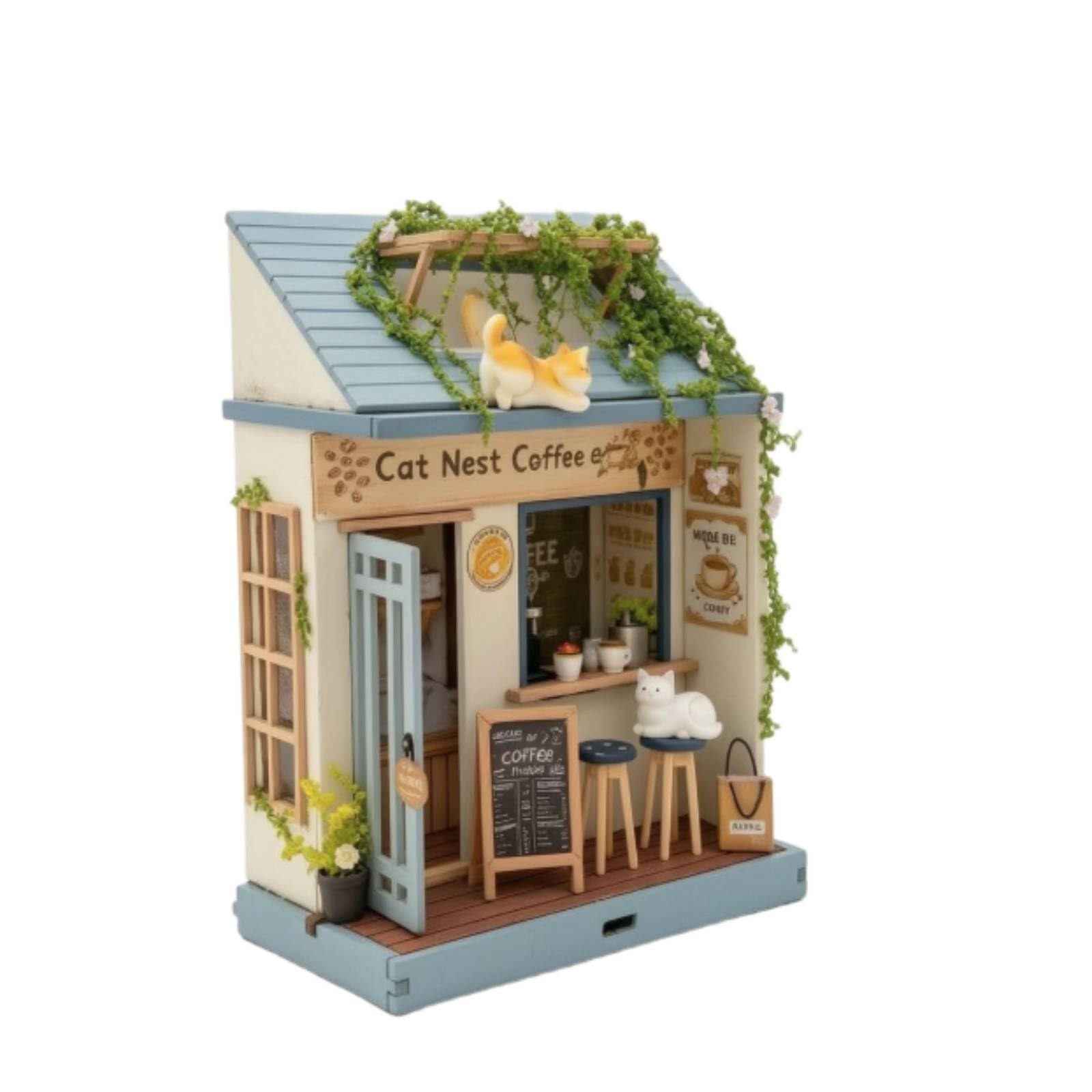 Modellino di Caffetteria Decorativo Miniature Fai da Te Compatto Modello per Collezionisti, Adulti, Tempo Libero, Esposizione su Mensola
