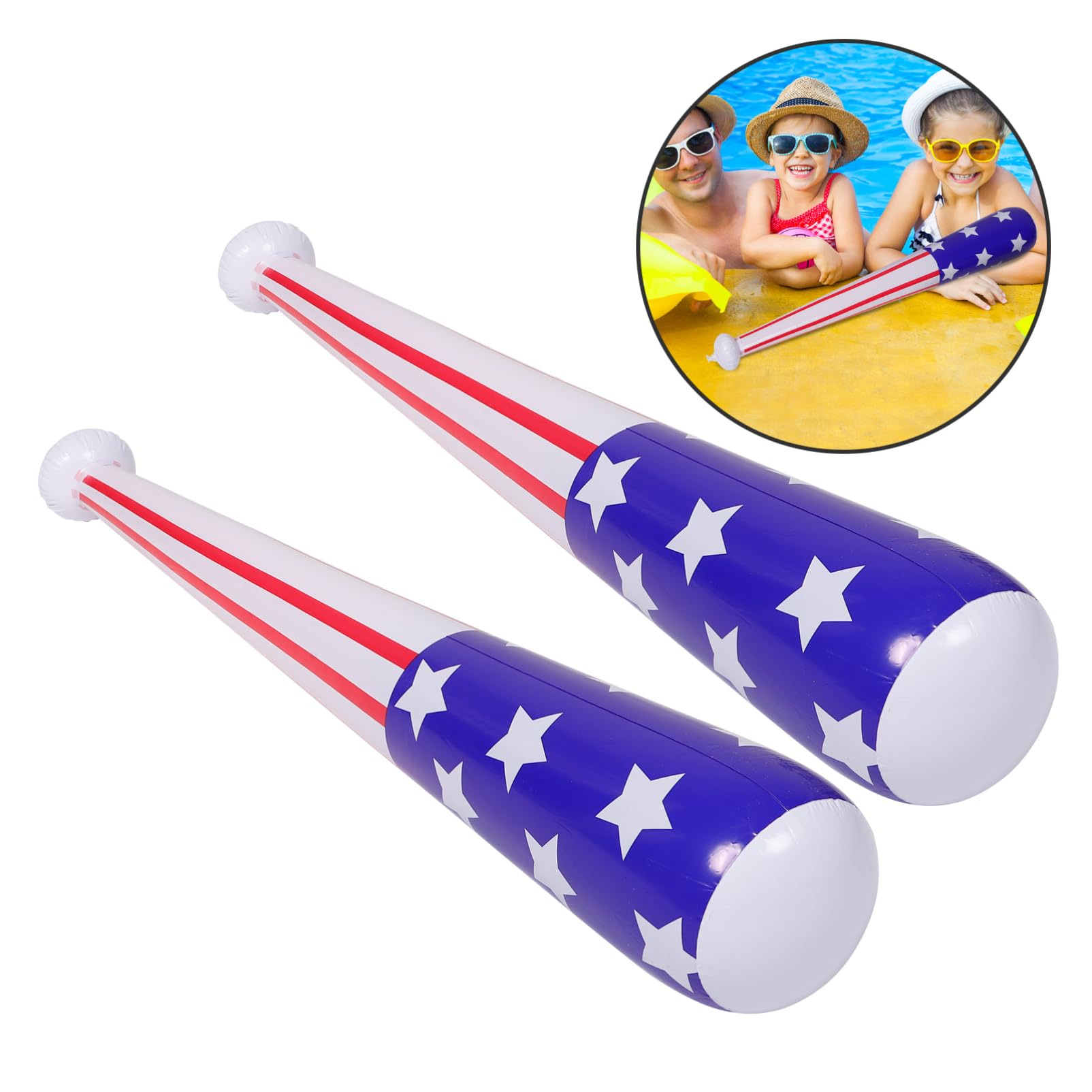 Toyvian Mazza Da Baseball Gonfiabile in Pvc Bandiera Usa, Set Da 2 Mazze Leggere e Resistenti, Giocattoli Gonfiabili Per Feste Di Baseball, Attività Ricreative e Divertimento Per Tutte Le Età