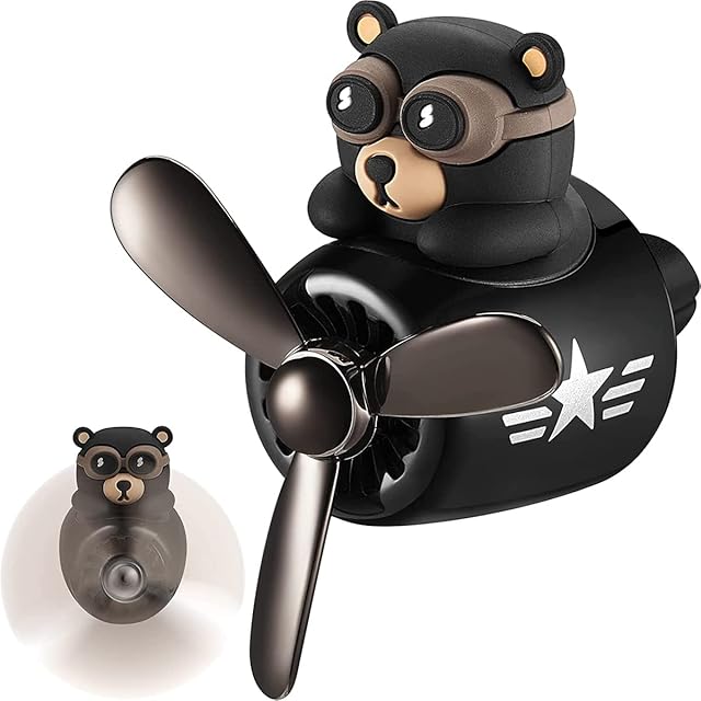 Bear Pilot Car Air Freshener Reusable Car Vent Aroma Diffuser Car Air Outlet Scented Clip with Rotating Propeller Air Outlet Aromatherapy Fragrance Ornament for Car Interior Decor (Bear Pilot)