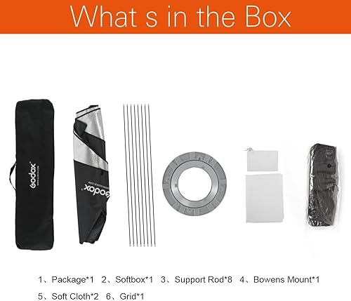 Miniatura 8 de Godox Caja de luz octágono de 37 " 95 cm, montaje Bowens Softbox compatible estudio estroboscópico iluminación MS300 SK400II AD600 AD400Pro y