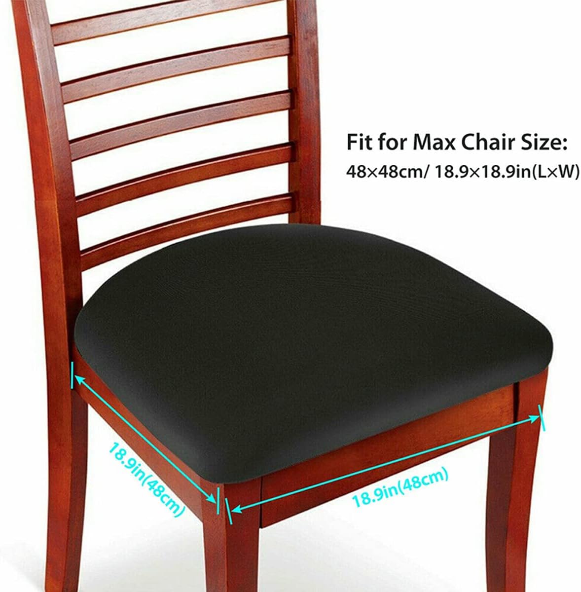 4pcs Stretch Elastic Dining Chair Seat Covers, Universal Bar Stool Cover Round Chair Slipcover - Easy Fit Seat Covers,Black