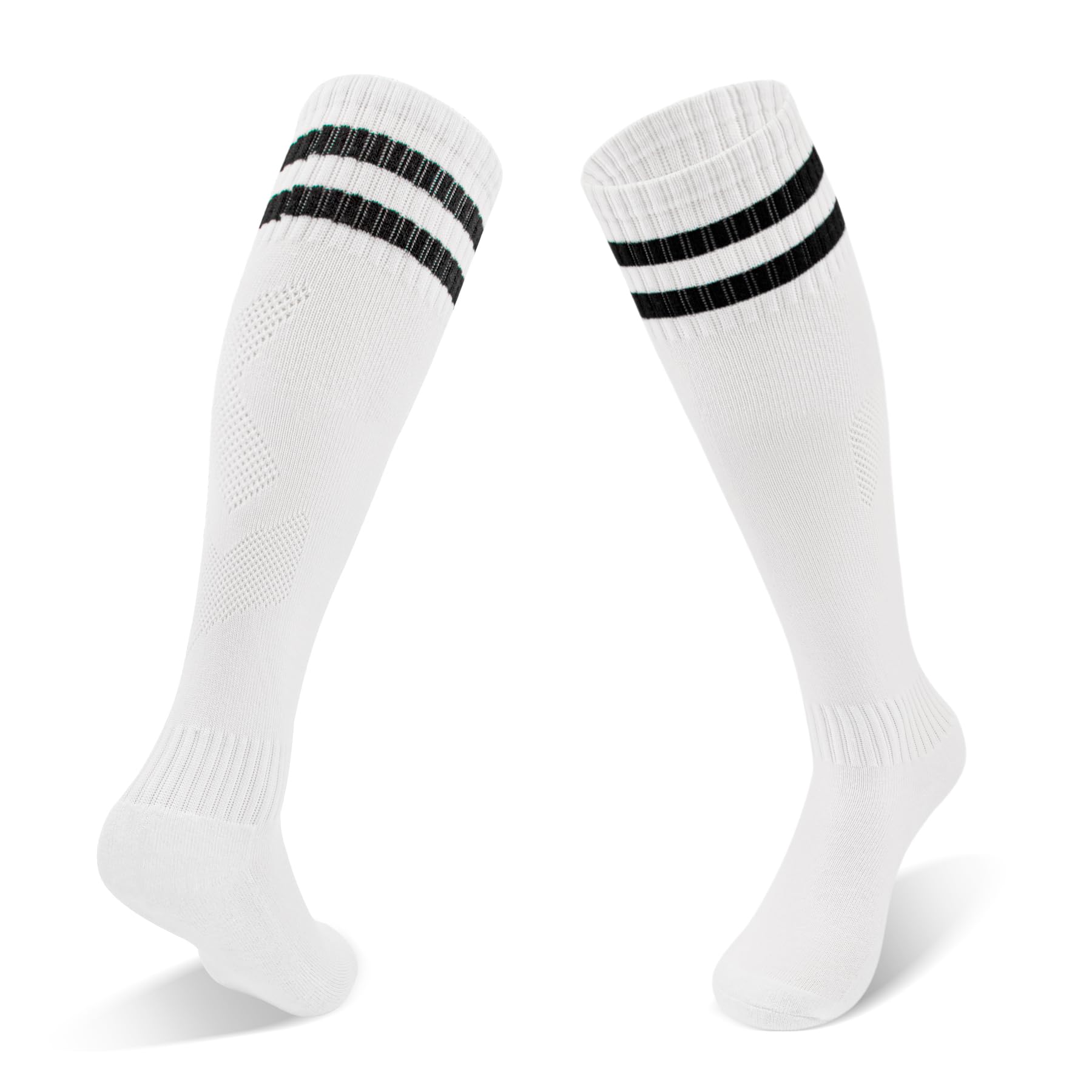 Kinder Fußballsocken Atmungsaktive Lange Gestreifte Unisex-Sportsocken Fußball Socken Crew Socken Kniestrümpfe Lauf- und Trainingssportsocken Jungen Mädchen 3-6 Jahre, 7-13 Jahre, Schwarz und Weiß
