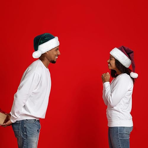 Miniatura 5 de JKSVE Sombrero de Papá Noel, Sombrero de Navidad de terciopelo unisex para adultos, suministros de Navidad para fiestas de Año Nuevo