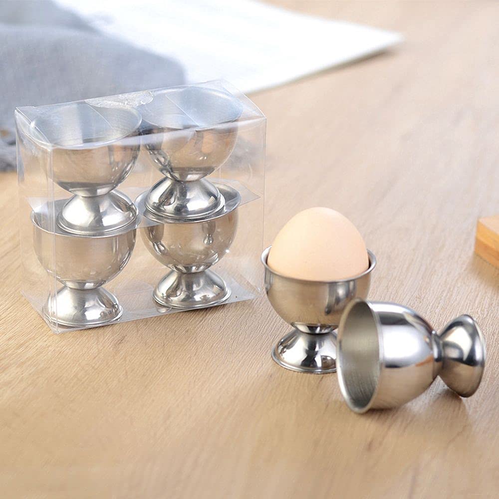 Coquetier En Acier Inoxydable Pour œuf à La Coque - Lot De 4 - Couleur Doré Ou Argenté