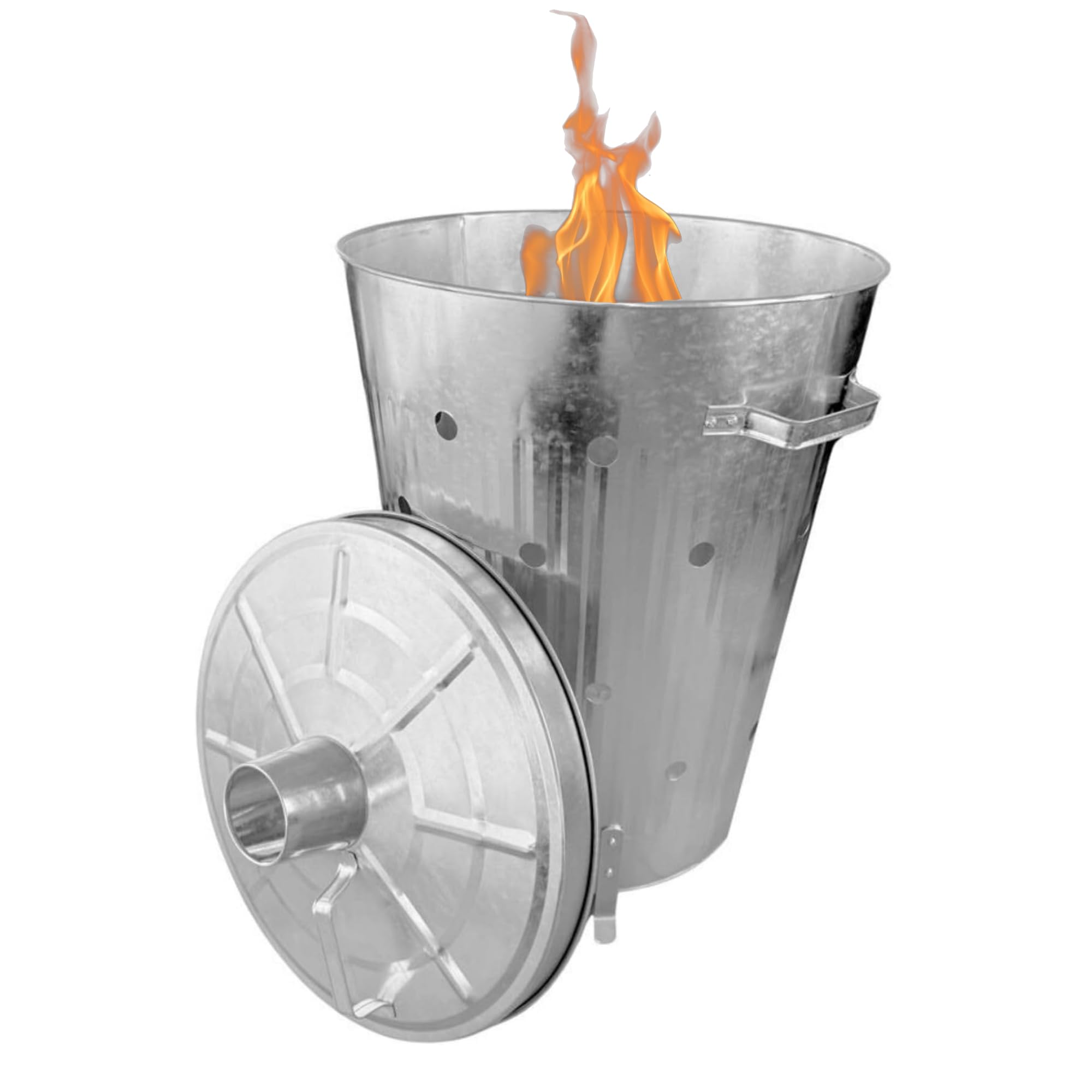 Rori Bidone fuoco XL rifiuti giardino coperchio rotondo 110 l