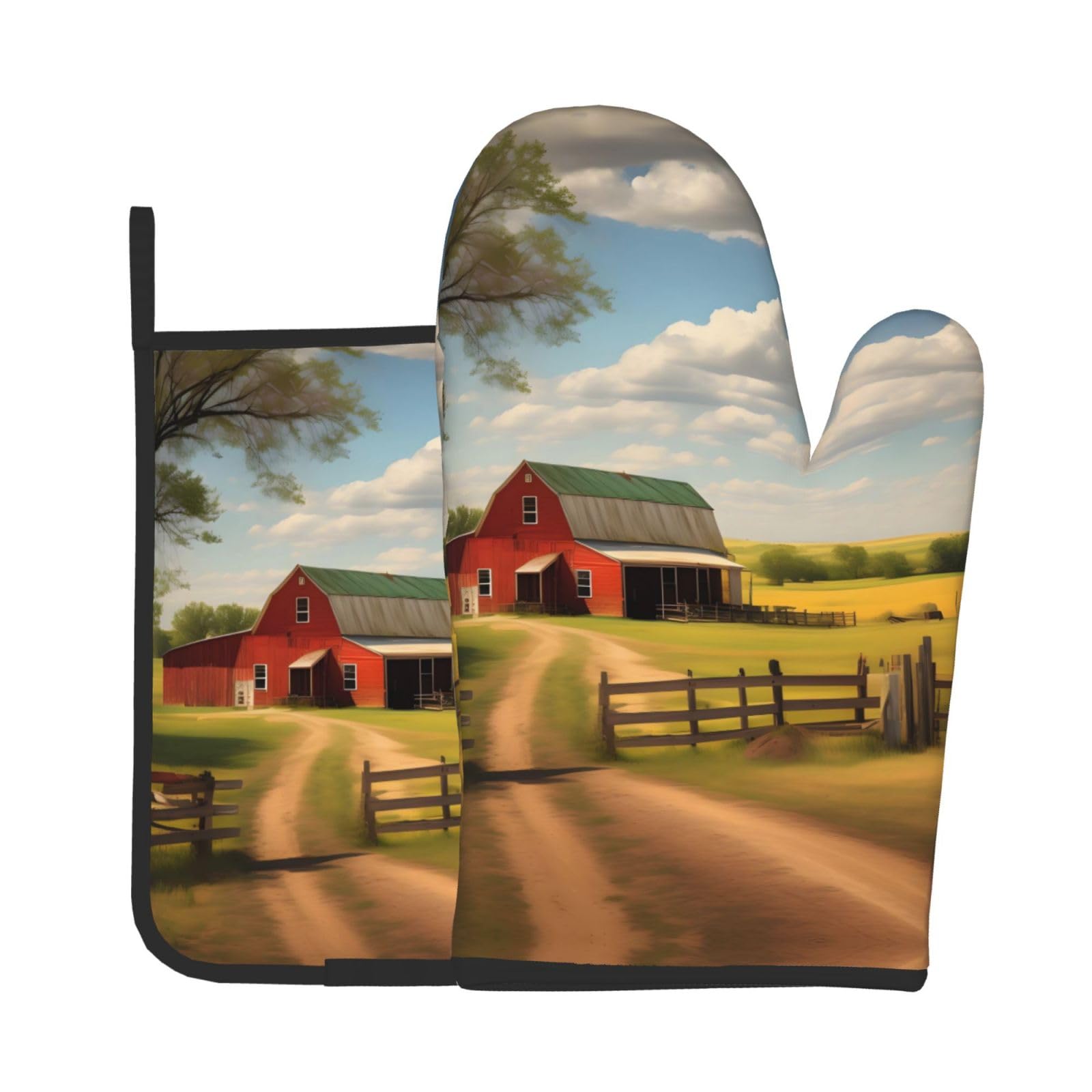 Oven Mitts and Potholders Set of 2 for Kitchen Baking Cooking GrayRanch View Thick and Durable