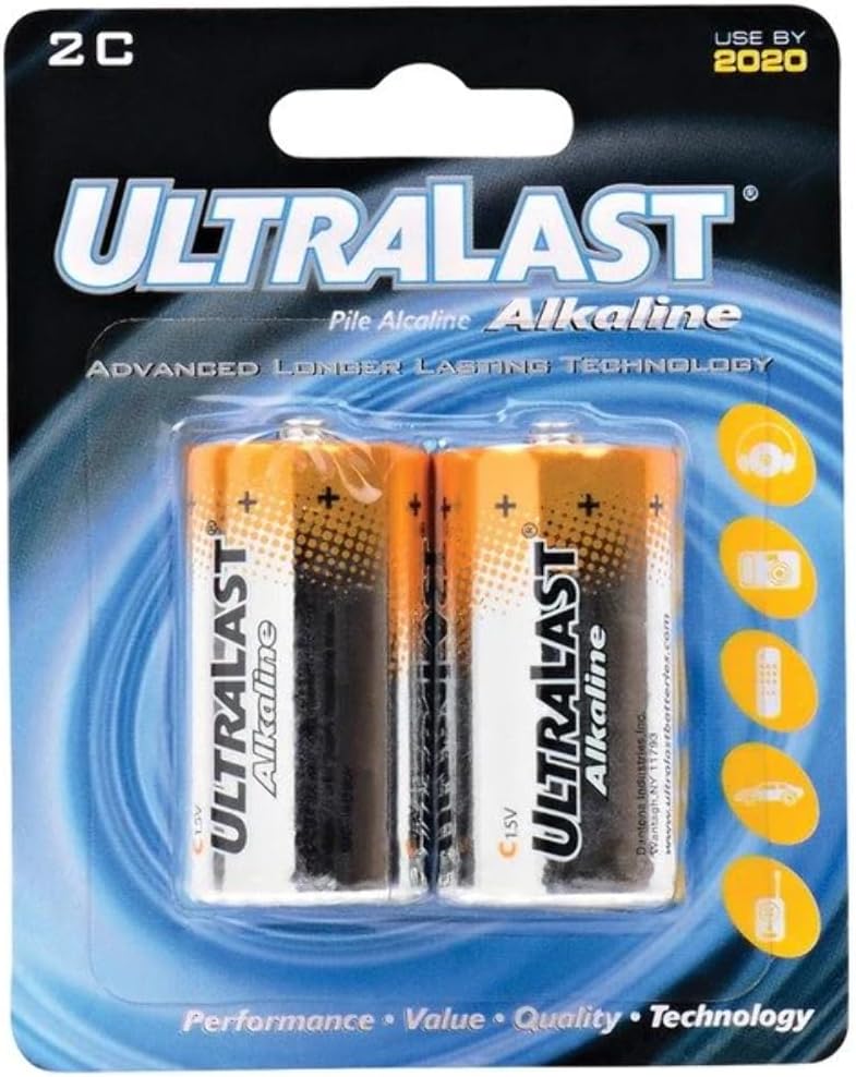 ULTRALAST ULA2C ULA2C C Alkaline Batteries, 2 pk, Multicolor