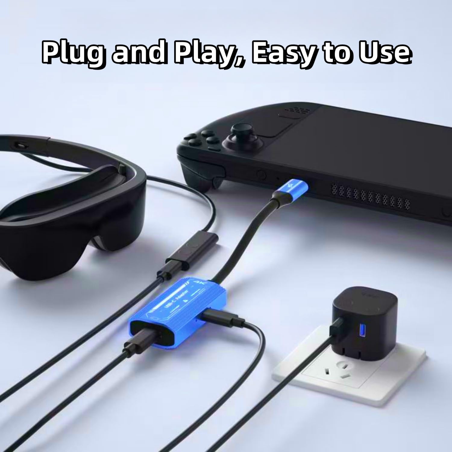 Adapter HDMI na USB C 4K przy 60 Hz, okulary AR kompatybilne z portem XREAL/VITURE/RayNeo/Rokid PD, adapter Plug & Play HDMI na typ C, przenośny monitor z PS4, PS5, Xbox, Switch, laptopa