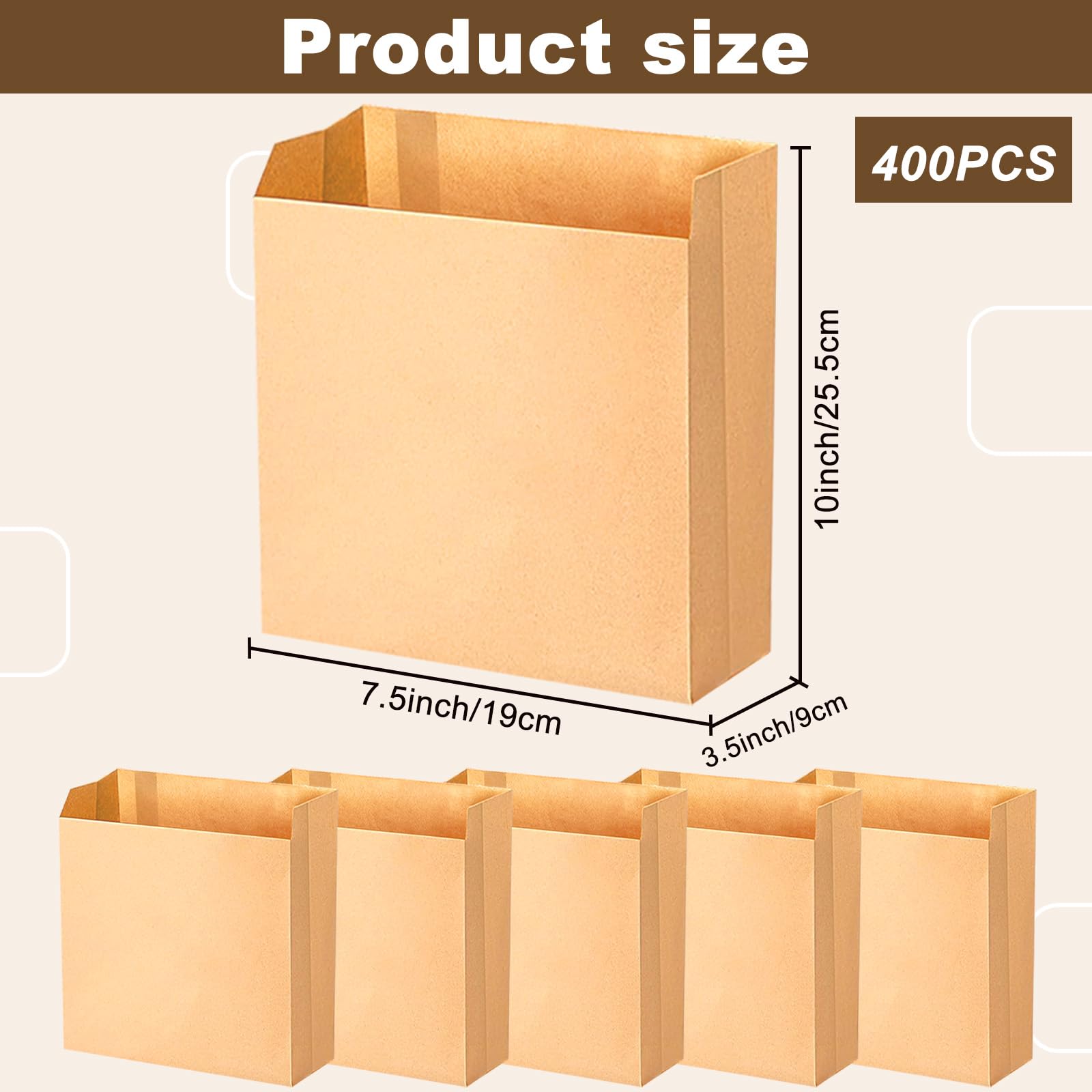 400 PCS 7.510in Feminine Hygiene Liner Bags by Commercial Kraft - Waxed Paper Bags