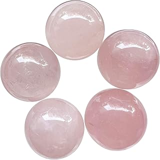 Fekuar 5Pcs Rose Quartz Crystal Sphere Ball Set, Polished Healing Energy Mineral Gemstone Balls for Reiki Chakra Decoration Fengshui 20mm