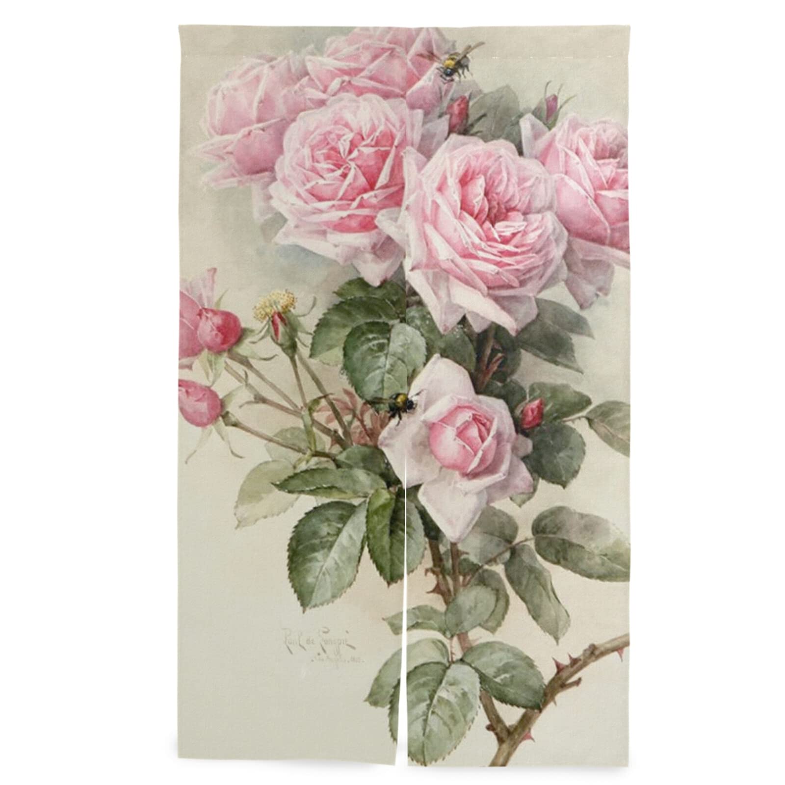 Amazon｜のれん バラ 薔薇 ヴィンテージ ピンク ラブ 花 暖簾 カーテン