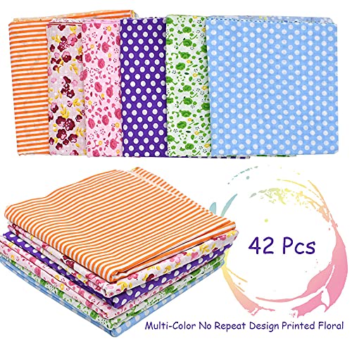 Hdst-Home H-F 42Pcs 10 Inchx10 Inch Quilting Cotton Fabric Squares Sheets Pre-Cut Multi-Color Design Printed Floral Craft Fabric thumb #2