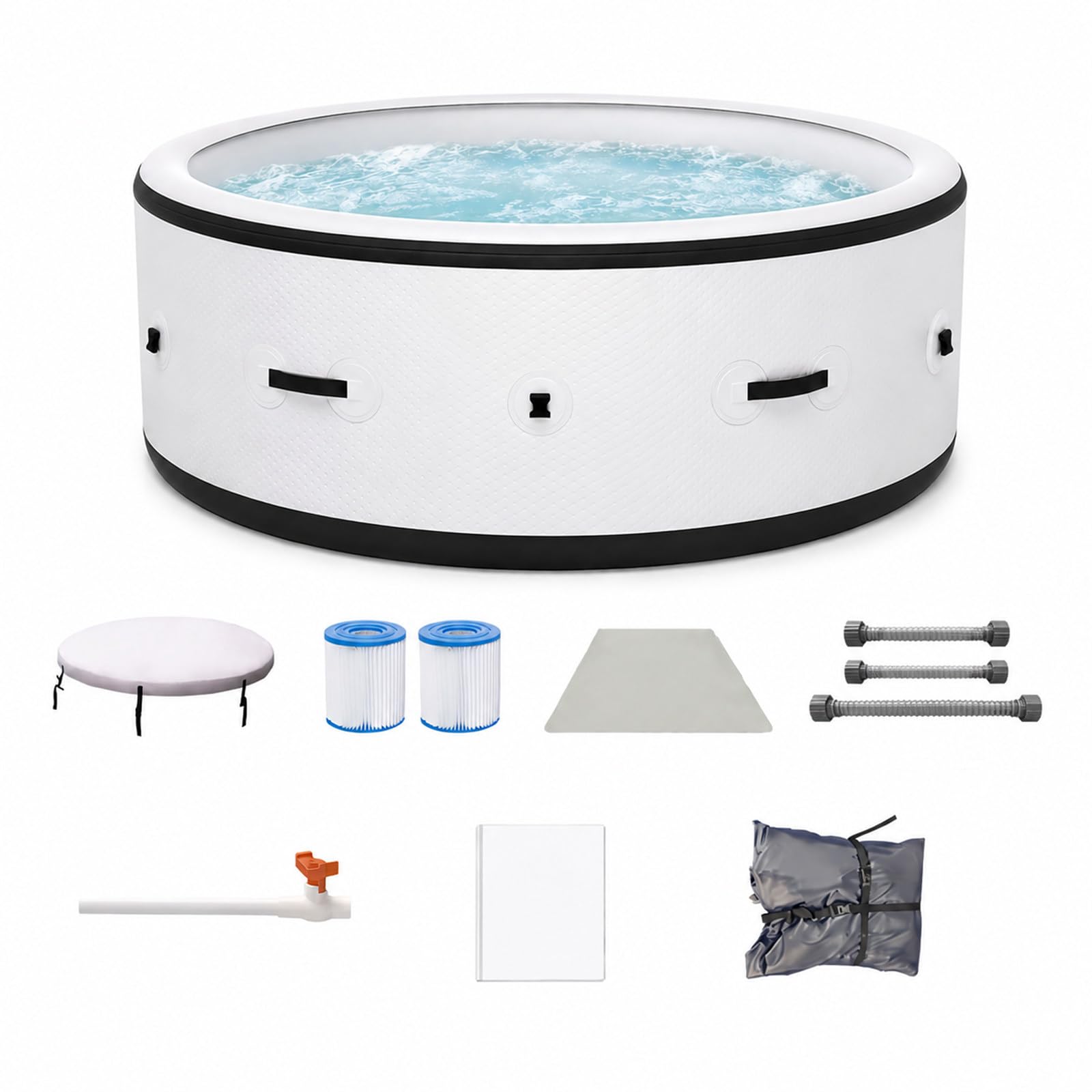 SHUMIAO Portable Inflatable Hot Tub Spa 4-6 Person, 81x28 Inch Blow Up Hot Tub with 150 Bubble Jets, 104°F Heating, 6-Color LED Lights, Puncture-Resistant Above Ground Spa Pool for Patio Yard Outside