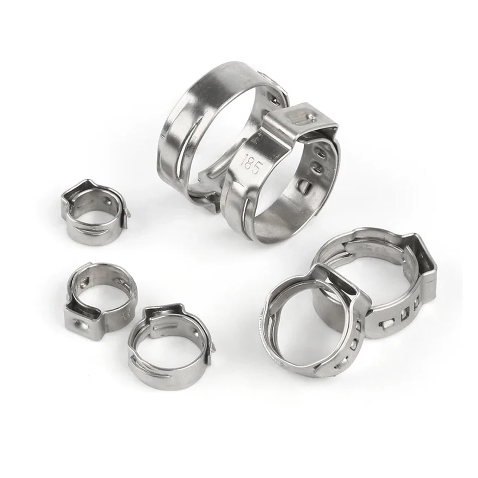 Kit De Colliers De Serrage 140 pièces Assorties 7-21mm Simple Oreille Colliers de Serrage en continu 1PC Collier de Serrage Pince Colliers de Serrage Ensemble(140pcs)