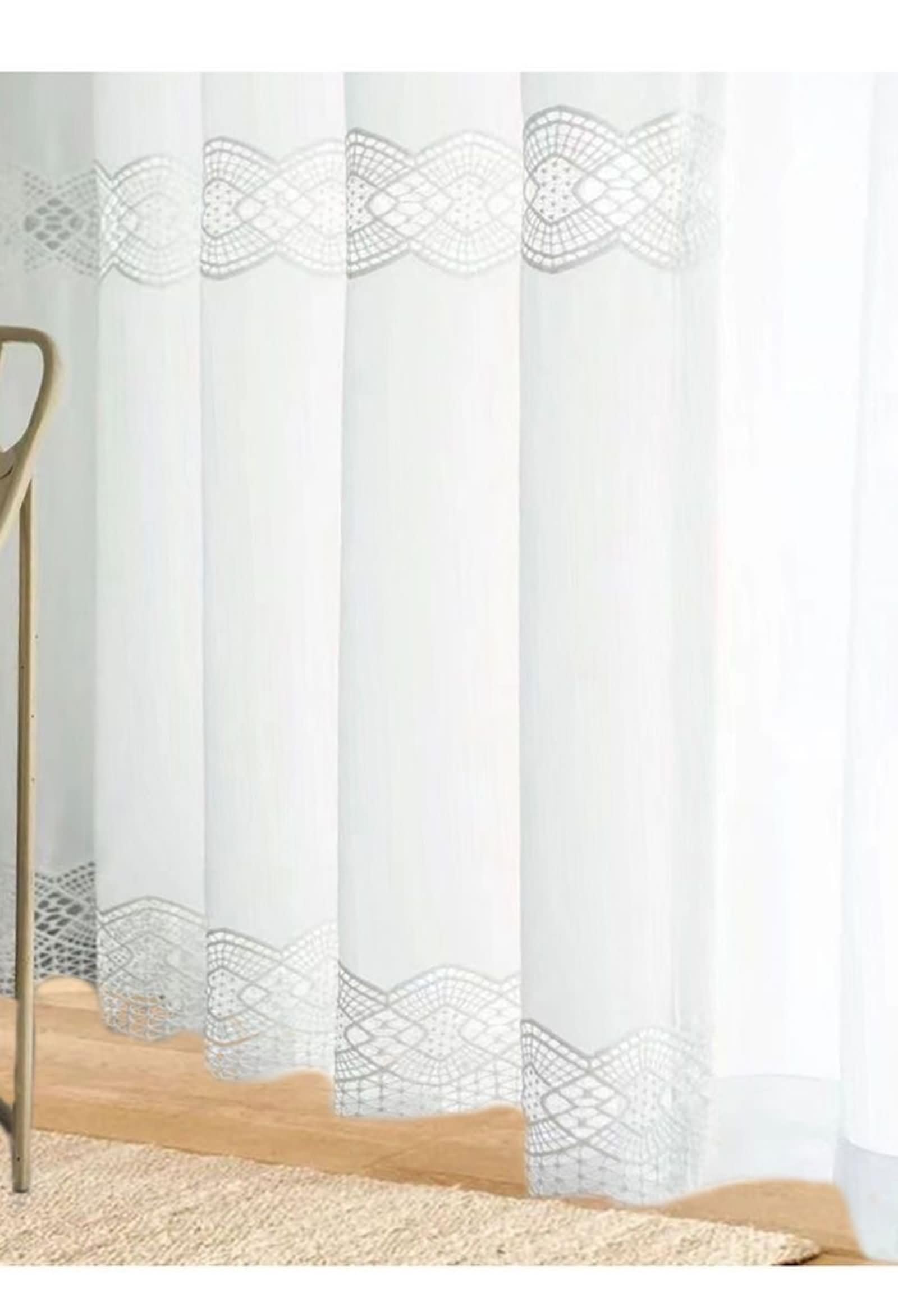 Wycian Curtain for Windows Vorhang Beige Voile 2er Pack Spitze mit Hohl H138 x B102 cm (2er Pack) Polyester