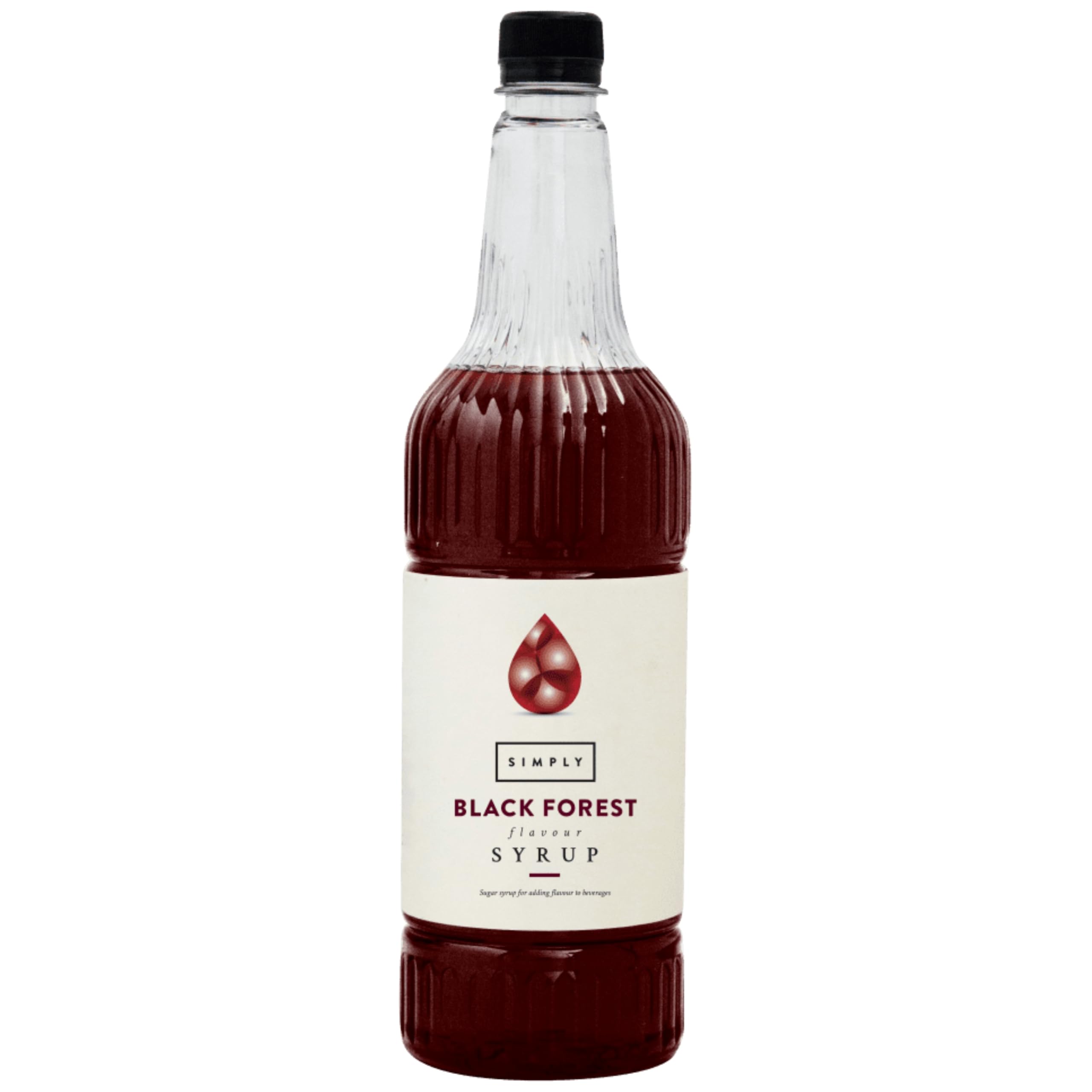 Simply Black Forest Syrup, Vegan & Nut Free Flavoured Syrup for Coffee, Cocktails & Baking, 1 Litre (Pack of 1)