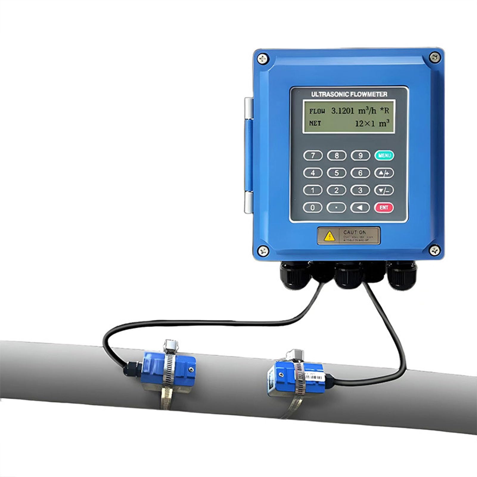 Eiwitany High-Precision Wall-Mounted Ultrasonic Flow Meter, Portable Clamp-On Liquid Flowmeter for Water, Sea Water & Sewage (TS)