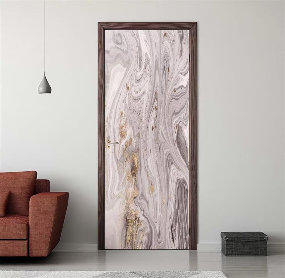 Door Stickers Murals Marble 3D Self Adhesive Door Decals for Interior Doors Waterproof Wall Decals Poster Sticker Mural Wallpaper for Office Bedroom Bathroom Home Decor 35.4"X78.7"/90X200cm -DS3723