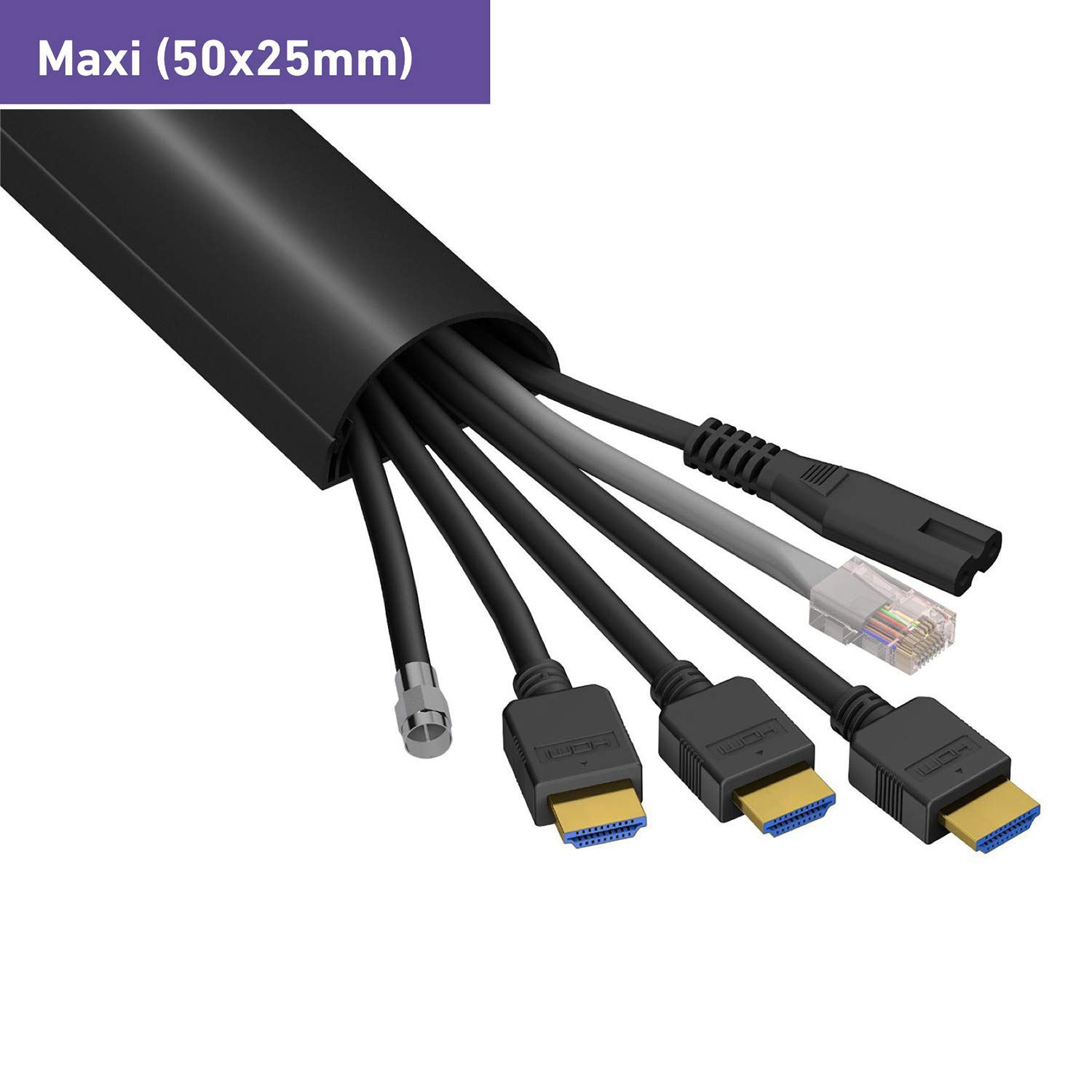 DLine 788.006UK Half Round TV Trunking TV Cable Tidy Decorative Cable Management, Cable