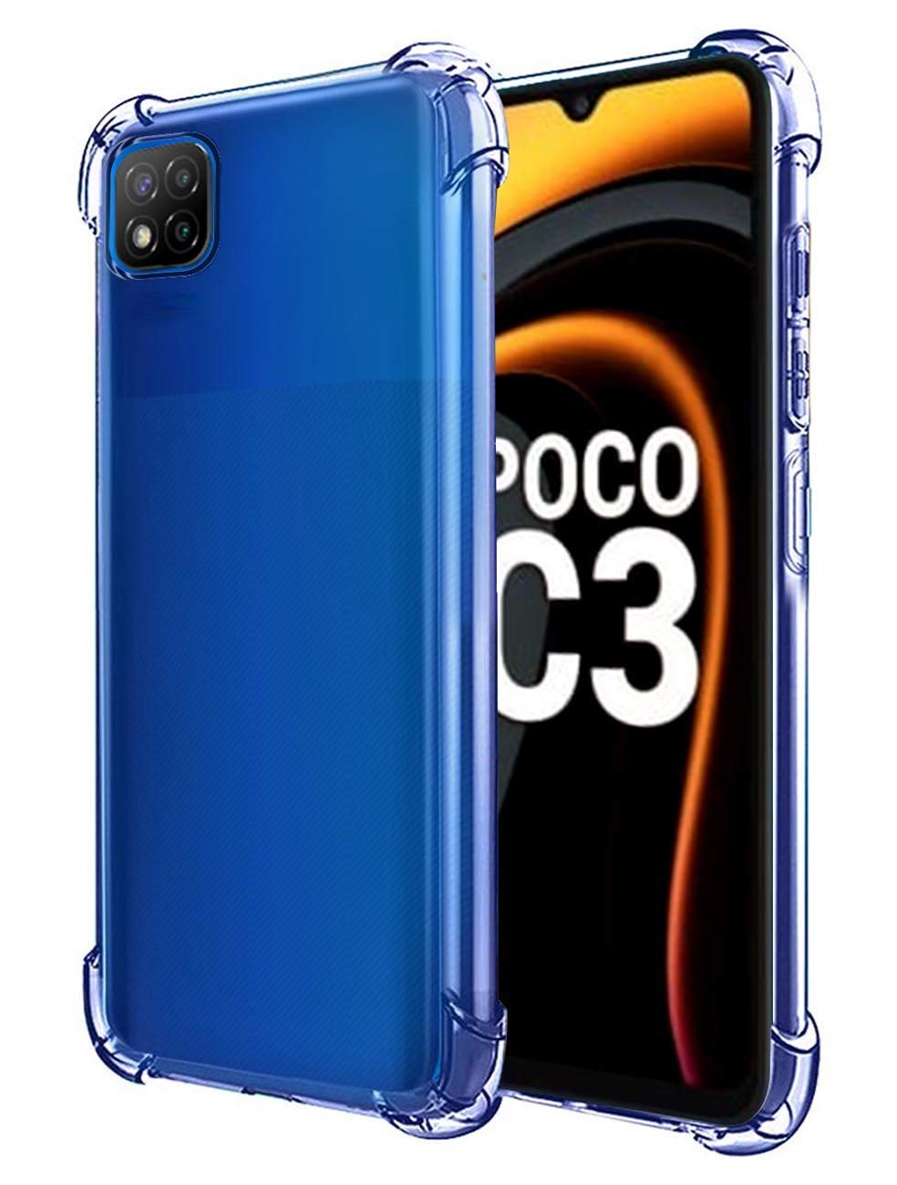 Al-Shams Technology Mobile Back Cover Compatible Device Poco C3 Transparent Silicon case Item_021