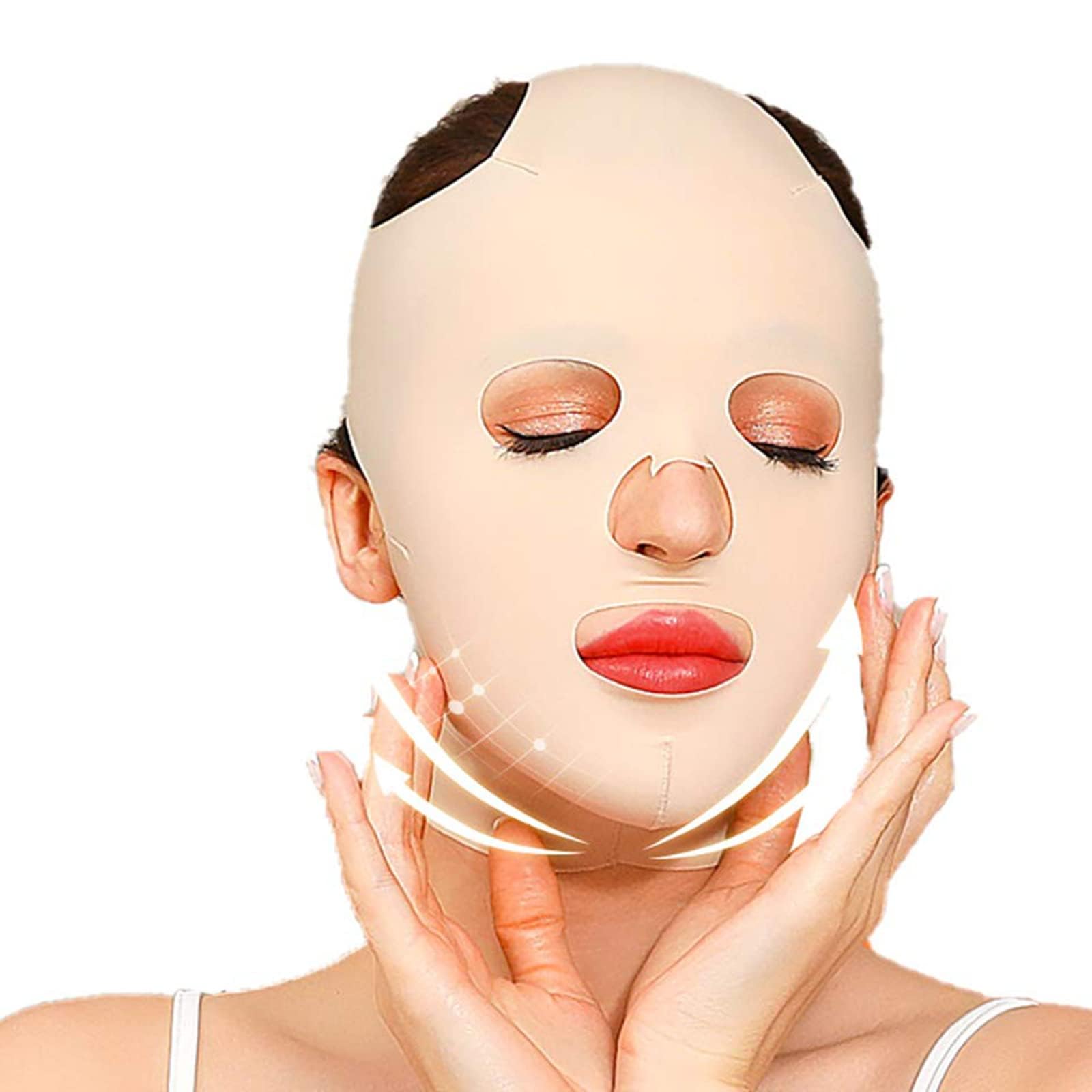 Reusable Facial Slimming Mask Anti Wrinkle V Full Face Lifting Chin Cheek Lift up Slim Belt Band Strap Slimming Thin Mask Sleeping Belts (Full Face Belts)