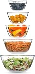 Cuiselect 4pc Ensembles de bols de mélange de verre (2.80QT, 1.64QT et 1.16QT; 0.85QT), bol de cuisine épais en verre pour la préparation de cuisson, le four, le stockage, les grandes salades Sets-Lavage-vaisselle Congélateur micro-ondes Coffre-fort