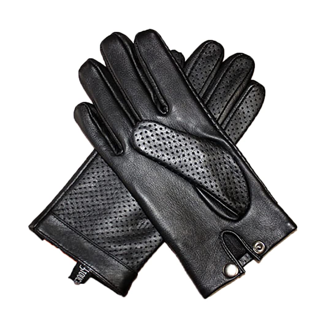Guantes de conducción de cuero para hombre Guantes de conductor de motocicleta finos con pantalla táctil de cuero para hombre