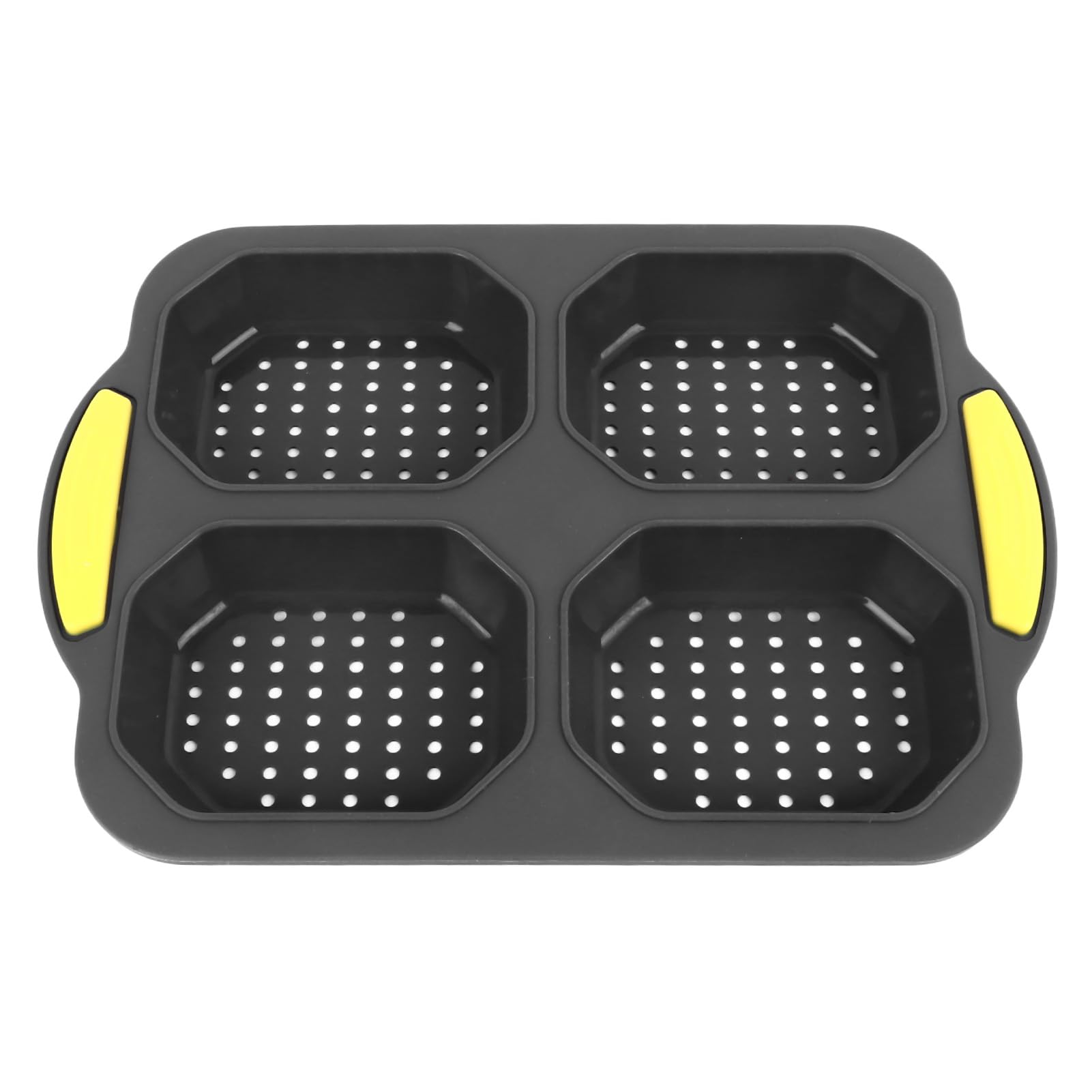 Lybunair Nonstick Silicone Hamburgers Bun Pan, 4 Grid Homemade Bread Tray for bs, Hot Dog, Bun and Bread