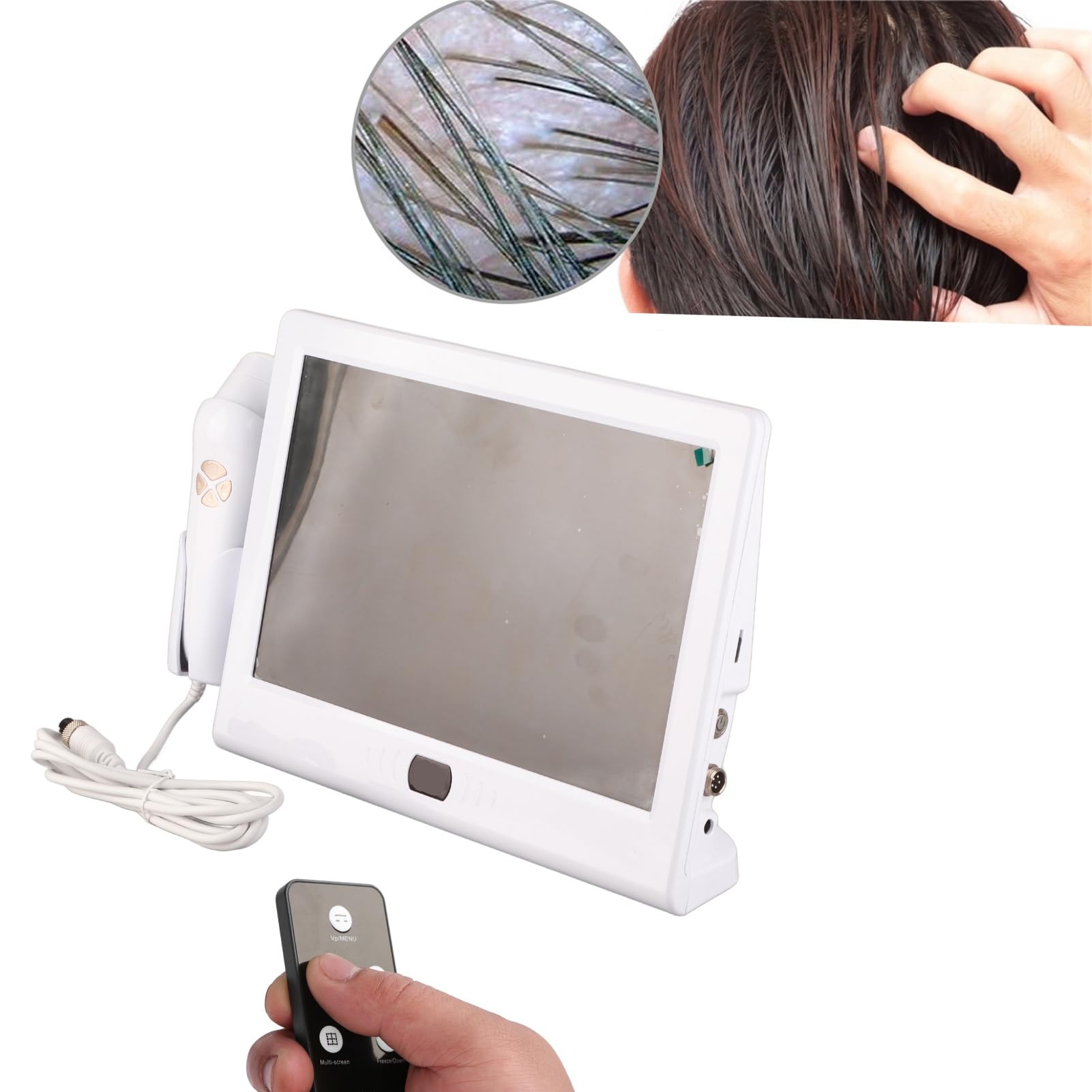 Hautdetektor für Kopfhaut und Haare, Digitaler 12-Zoll Haut-Haar-Analysator mit Feuchtigkeitstester, Wiederaufladbare Haar-Haut-Scanner Maschine für Präzise Analyse und Pflege