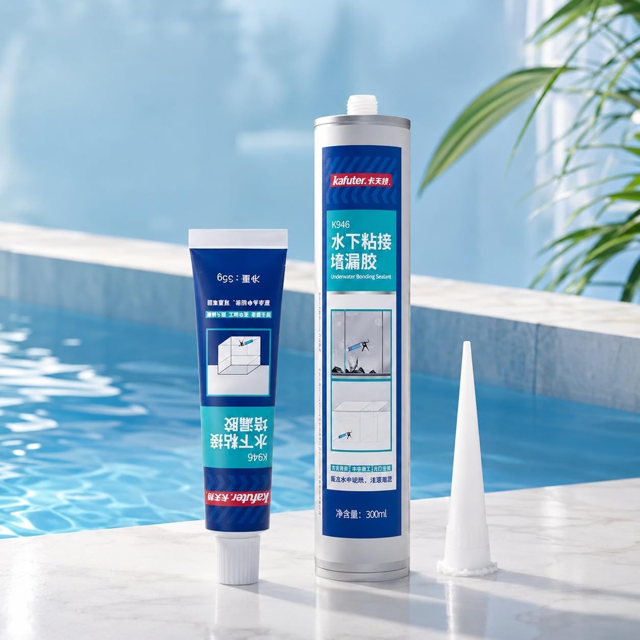 VIDOO Kafuter K-946 Dichtungskleber Feuchtigkeitsaktivierter Bad-Dichtstoff Weiß Schimmelschutz-Fugenpaste Dichtungskleber für Sanitärablauf Küchen-Steinspüle-Verbindungsmasse, 300ml