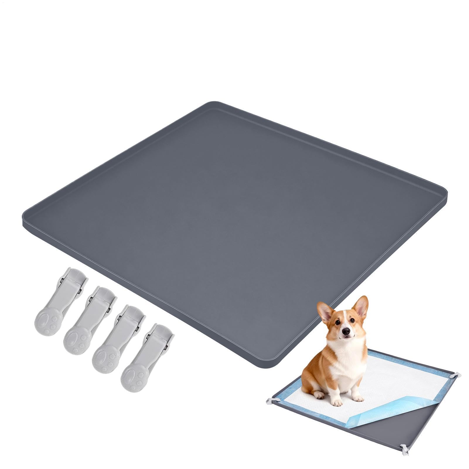 Hunde-Toilettenhalter – Silikon-Pipi-Pad-Halter, Hunde-Töpfchen-Tablett Mit Erhöhtem Rand Und Clips | Auslaufsicheres Welpen-Urinmatten-Tablett Für Das Training Im Innenbereich, Badezimmer, Wohnung, T