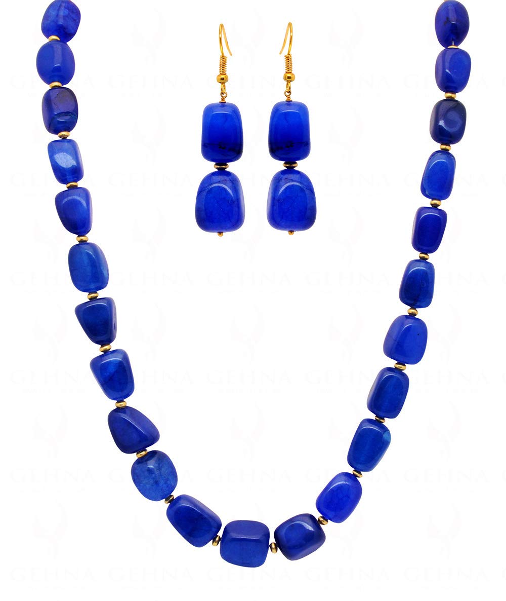 GEHNA JAIPUR Blue Sapphire Tumble With Gold Plated Spacer Beads Necklace & Earring Set For Women NFN-1071 (Blue) (B09CMJW6XM) Amazon Price History, Amazon Price Tracker
