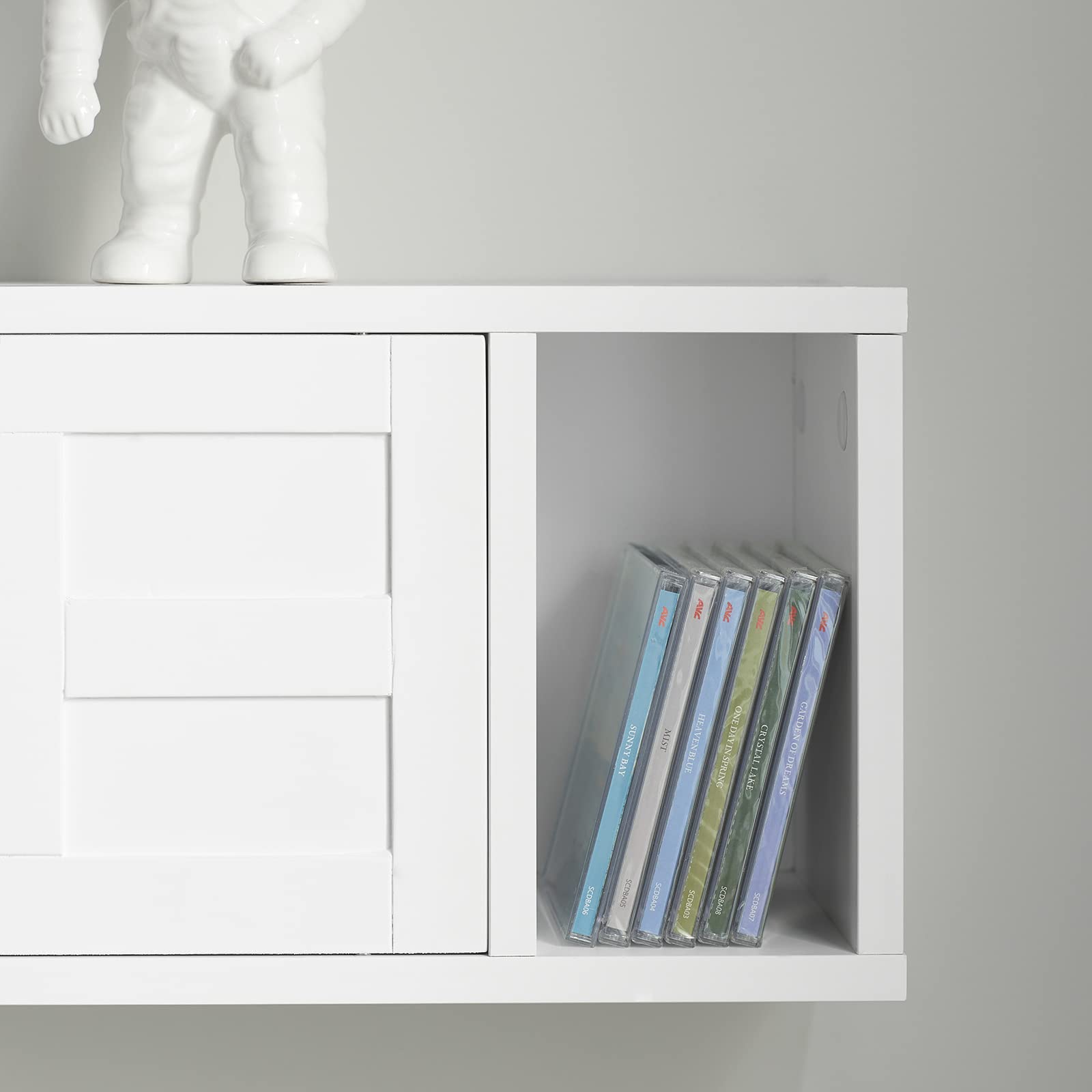 SoBuy Wandgarderobe mit Schiebetüren und Fach Flurgarderobe Wandregal Hängeregal Garderobe weiß 75x23x20cm FHK18-W
