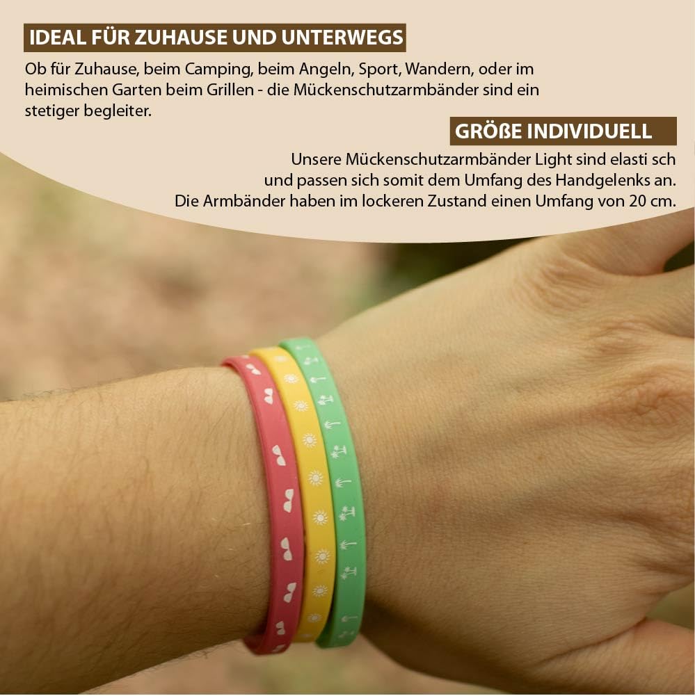 kda Mückenschutzarmband Light 3er Sparset - Silikon Mückenarmband Camping Wandern 3er Set (3x Ocean)