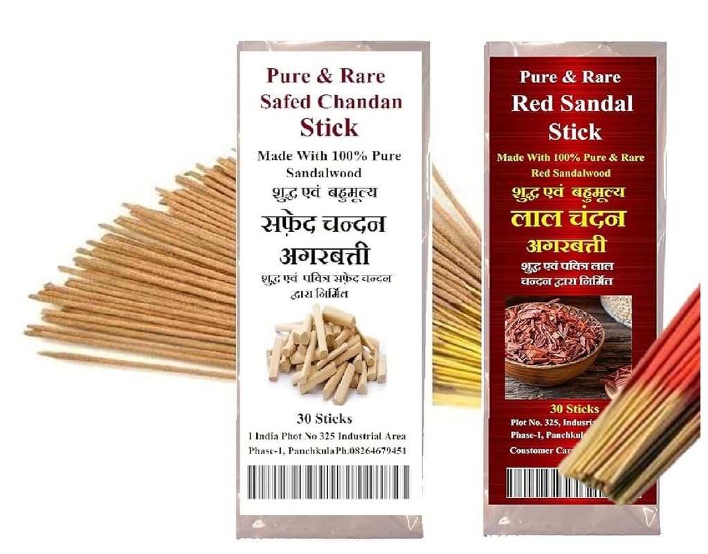 SnapSnop Red Sandalwood + Safed Chandan Agarbatti Sticks 60 Pieces-picture-24