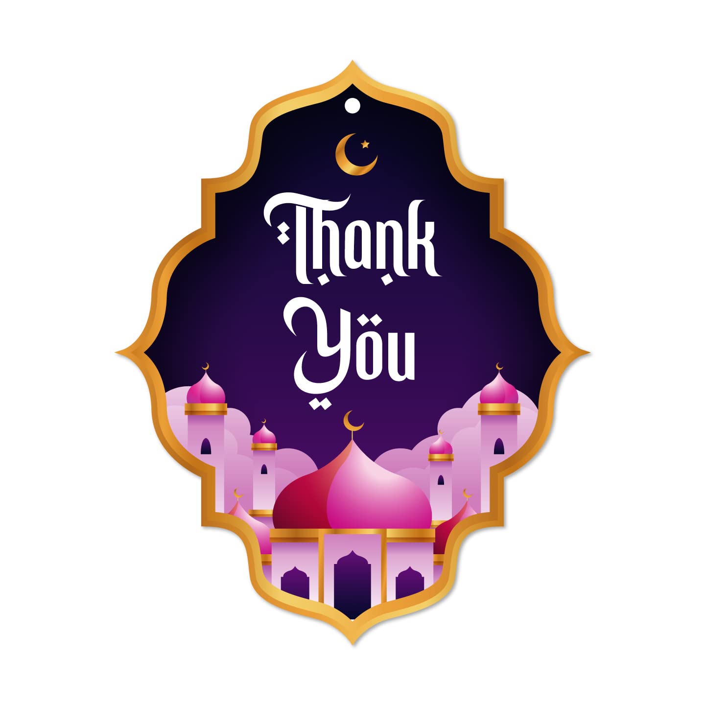 Festiko® 20 Pcs Thank You Tags for Ramadan/Eid (Purple & Pink), Thank