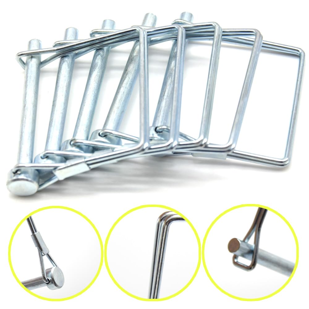 Ruidee 5 Pcs Shaft Locking Pin 6x60mm Wire Lock Pin Safety Coupler Pin Carbon Steel Square Retainer Wire Clip Hitch PTO Pin Trailers Pin for Farm Garden (FSX/6x60mm) - Image 3