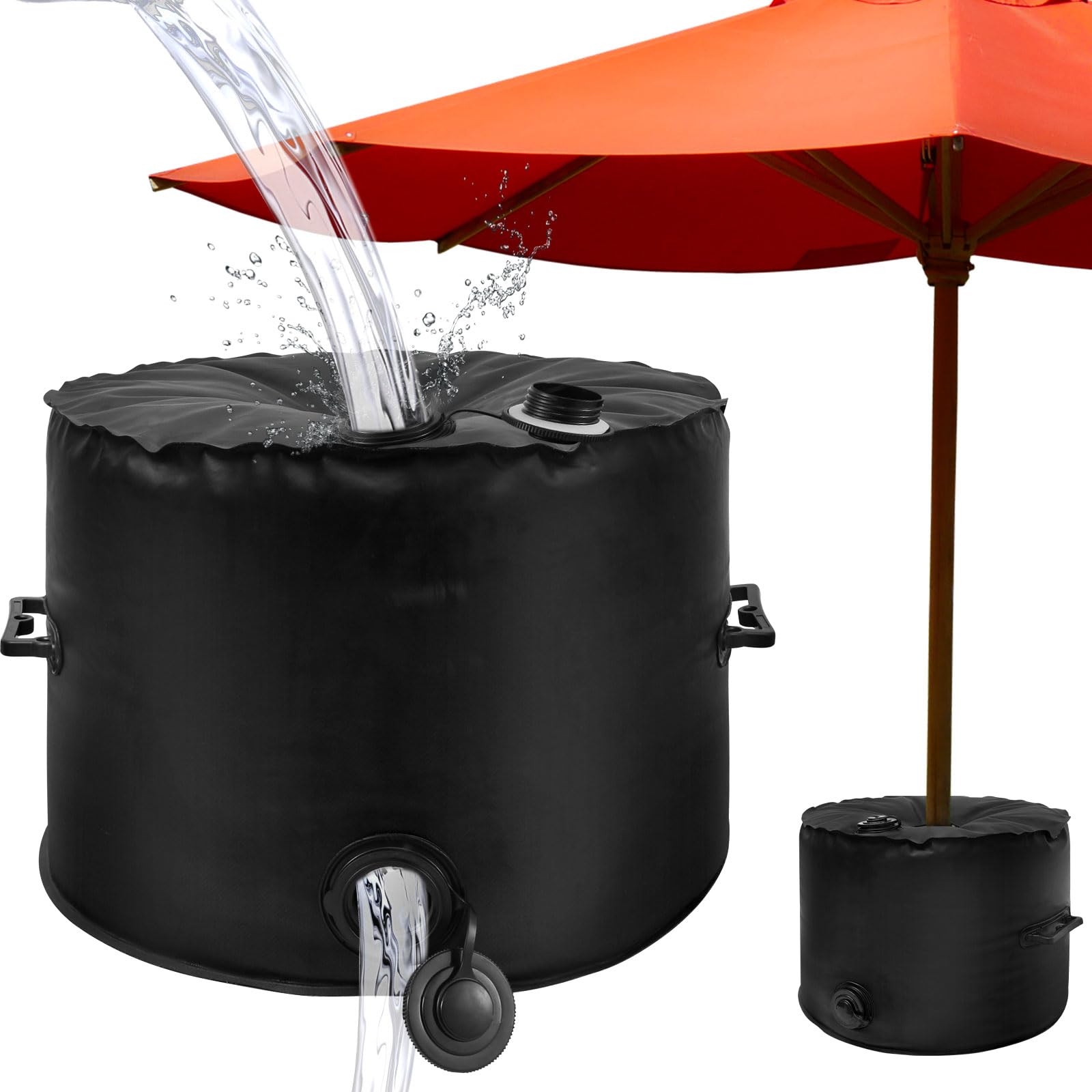 US Umbrella Base Weight Bag with Water Up to 100 lbs Umbrella Base Weight Water Bag with Handle Large Water Inlet Umbrella Weights 40L Round Water Umbrella Weight Bag for Outdoor Terrace Beach(40L)