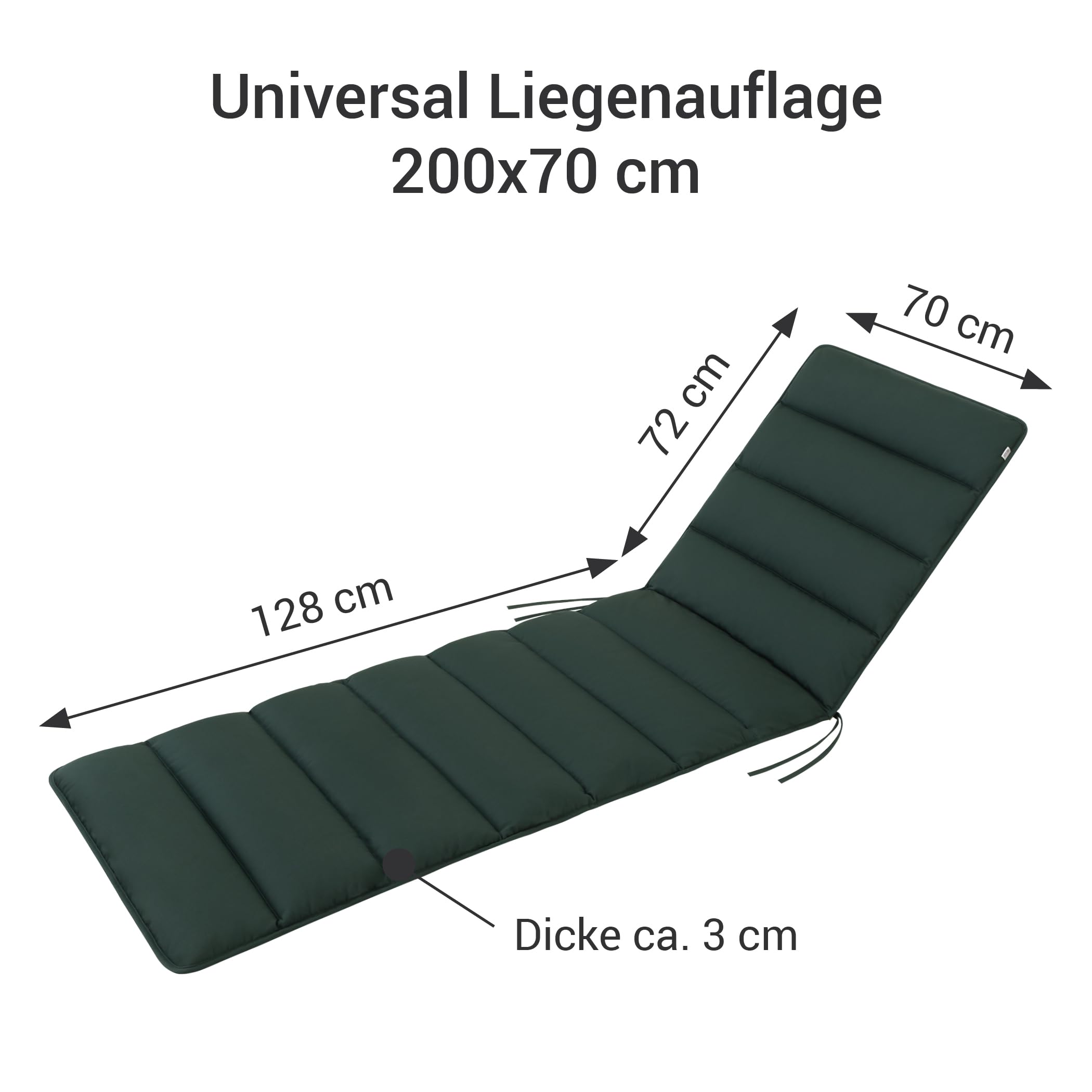 HAVE A SEAT Living - Auflage Gartenliege | Flair 200x70 cm - Weiche, Dünne Universal Sonnenliege Auflage - Bequem, Wetterfest, Waschbar bis 95° C