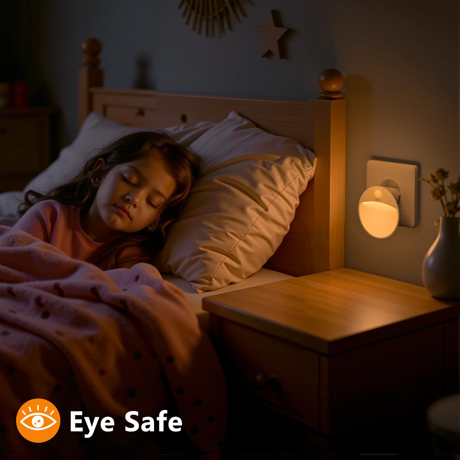 Luz Nocturna Luz con Sensor de Movimiento y Crepuscular, LED Enchufable, Brillo Regulable - 2 Unidades, Ideal para Dormitorio, Habitación Infantil, Bebé, Baño, Pasillo y Escaleras