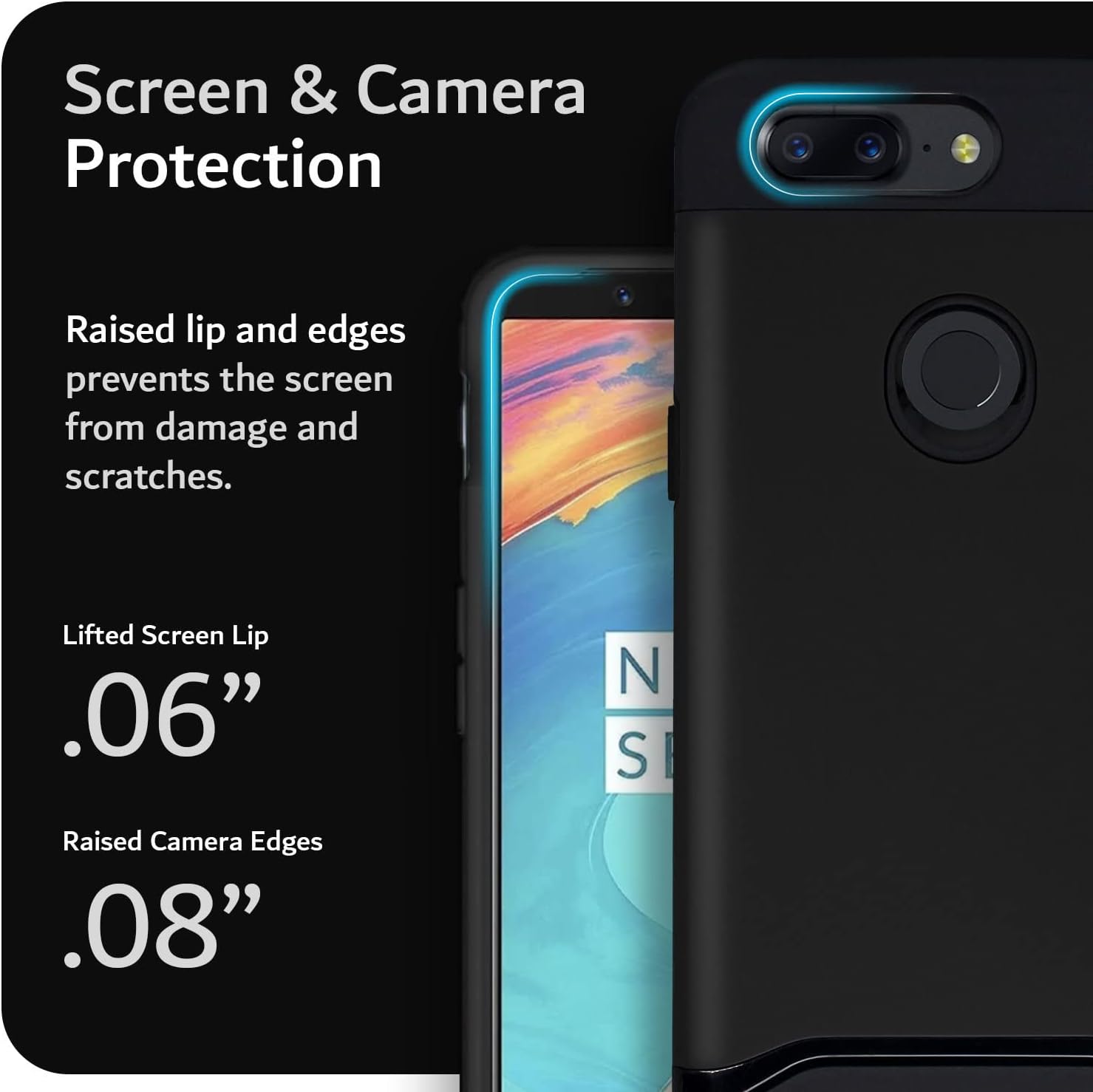 TUDIA DualShield Designed for OnePlus 5T Case, [Merge] Shockproof Heavy Duty Military Grade Dual Layer Slim Protective Case Cover - Matte Black