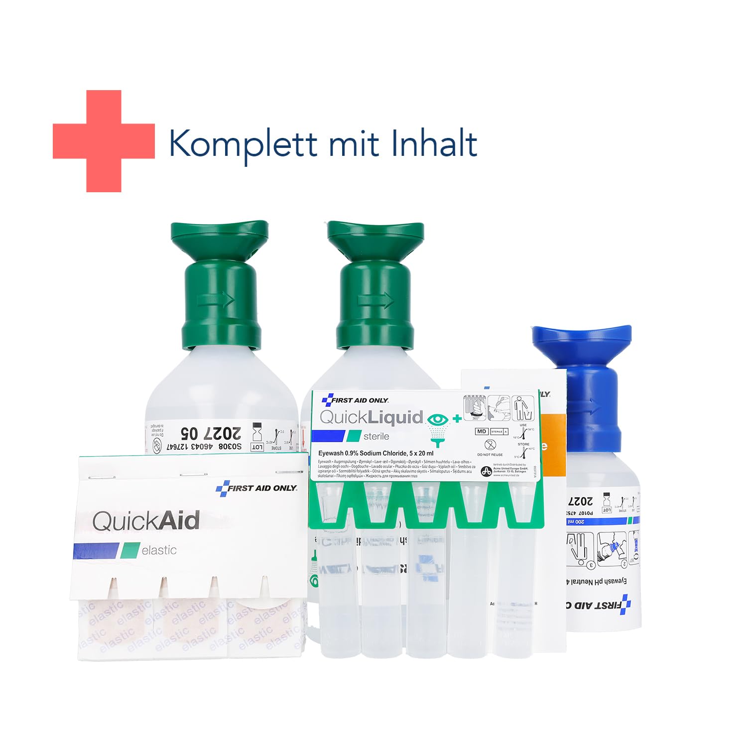 First Aid Only QuickSafe Basic Erste-Hilfe-Station | Notfallstation mit Grundausstattung für Augen- und Schnittverletzungen | hygienisch, staubgeschützt, einfach zu befüllen | P-44026 00