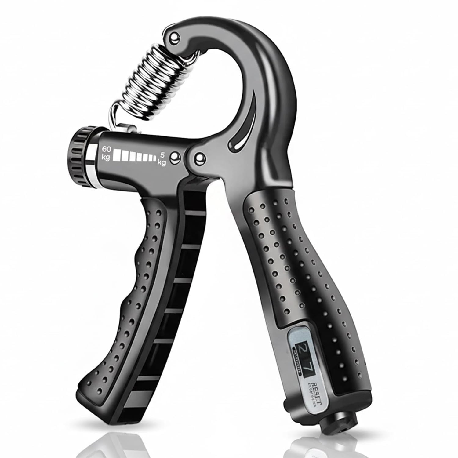 Adjustable Hand Gripper with Counter 10-60KG | Hand Grip Strengthener for Men & Women | Forearm, Wrist & Finger Exerciser for Strength Training, Home Gym Workout | Black-image-25
