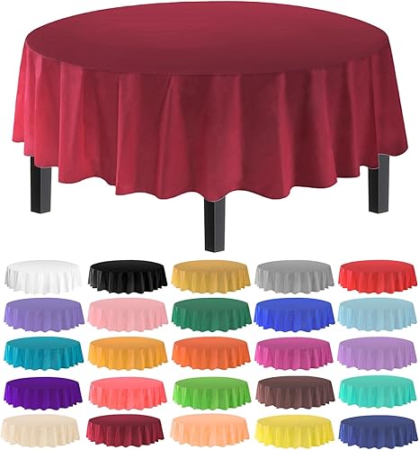 Miniatura 20 de allgala Manteles redondos desechables de plástico de alta calidad, paquete de 12, 84 pulgadas (7 pies), impermeables, resistentes a las manchas,