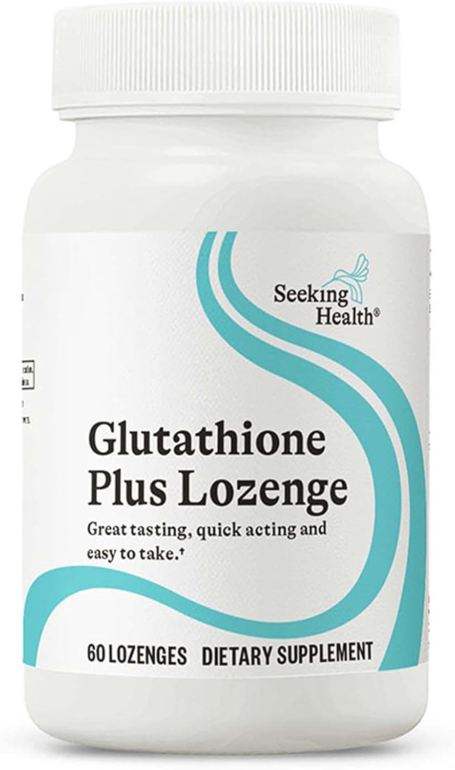 Seeking Health Glutathione Plus Lozenge, 25 mg S-Acetyl-L-Glutathione with Cofactors, Immune and Detoxification Support, Liver Health, Antioxidant and Free Radical Support, Vegetarian (60 lozenges)*