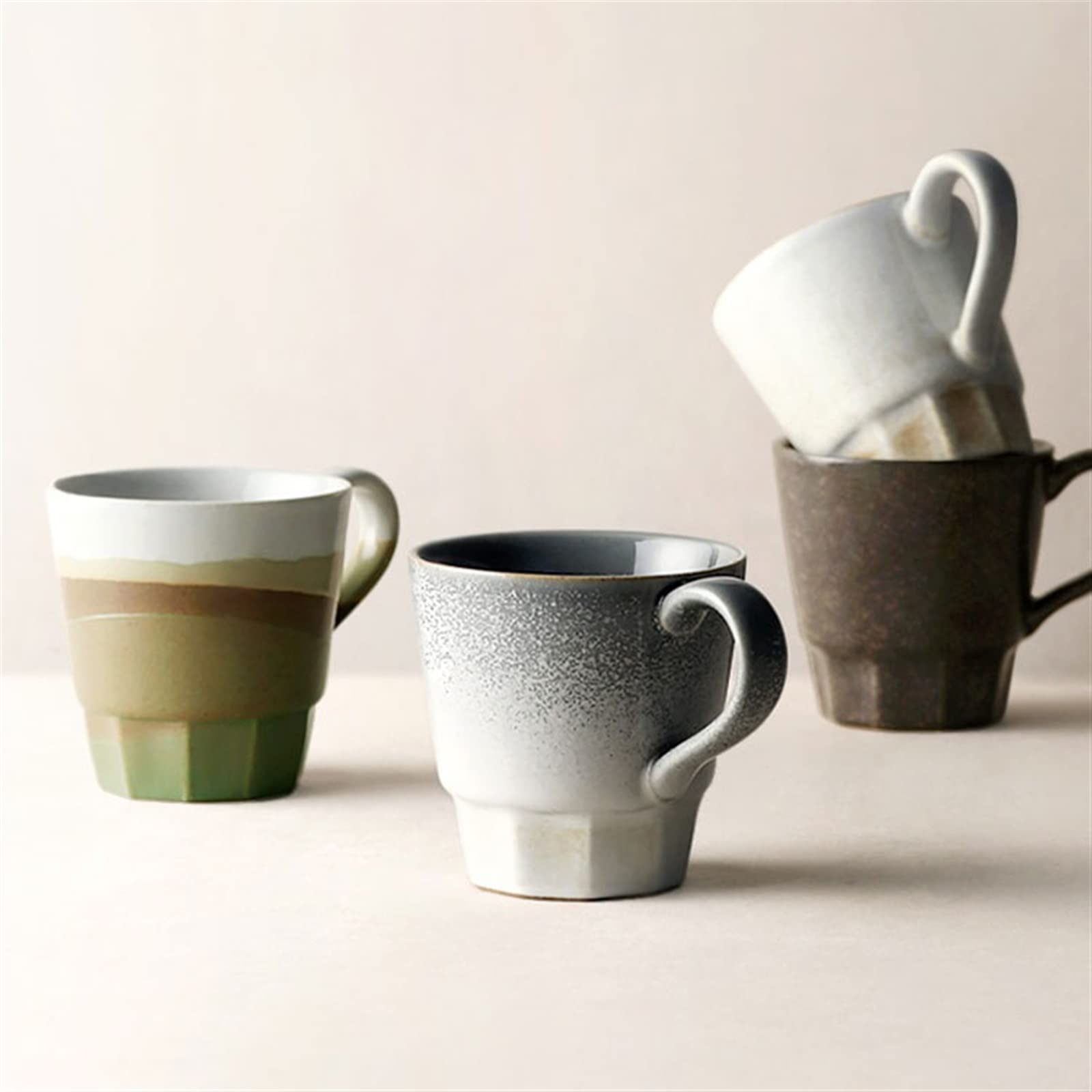 Becher 280ML Handgemachte Kaffeetasse Retro Ofen Wechsel Becher Exquisite personalisierte Paar Wassertasse Hochtemperaturbeständigkeit Kaffeetasse (Farbe: Grau)