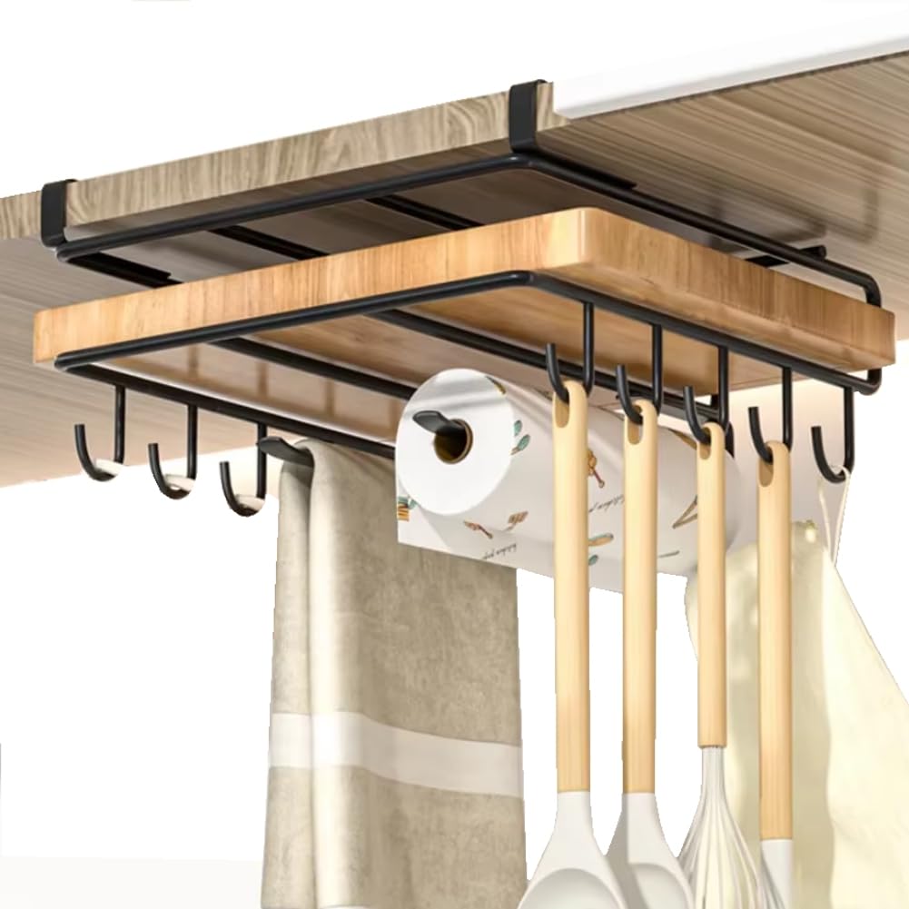 CTRLZS Kitchen Non-Punch Storage Rack Multi-Function Cutting Board Storage Rack Cabinet Hanging Under-Cabinet Rack B