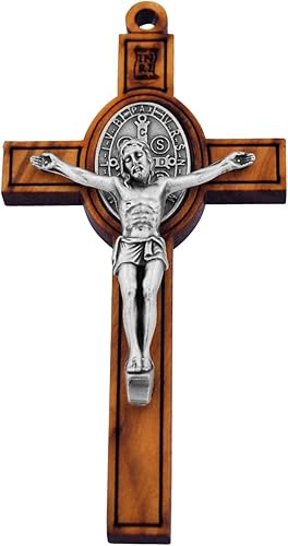 Miniatura 1 de Cruz de madera con Jesús y San Benito Medalla con cordón, Plástico, N  A