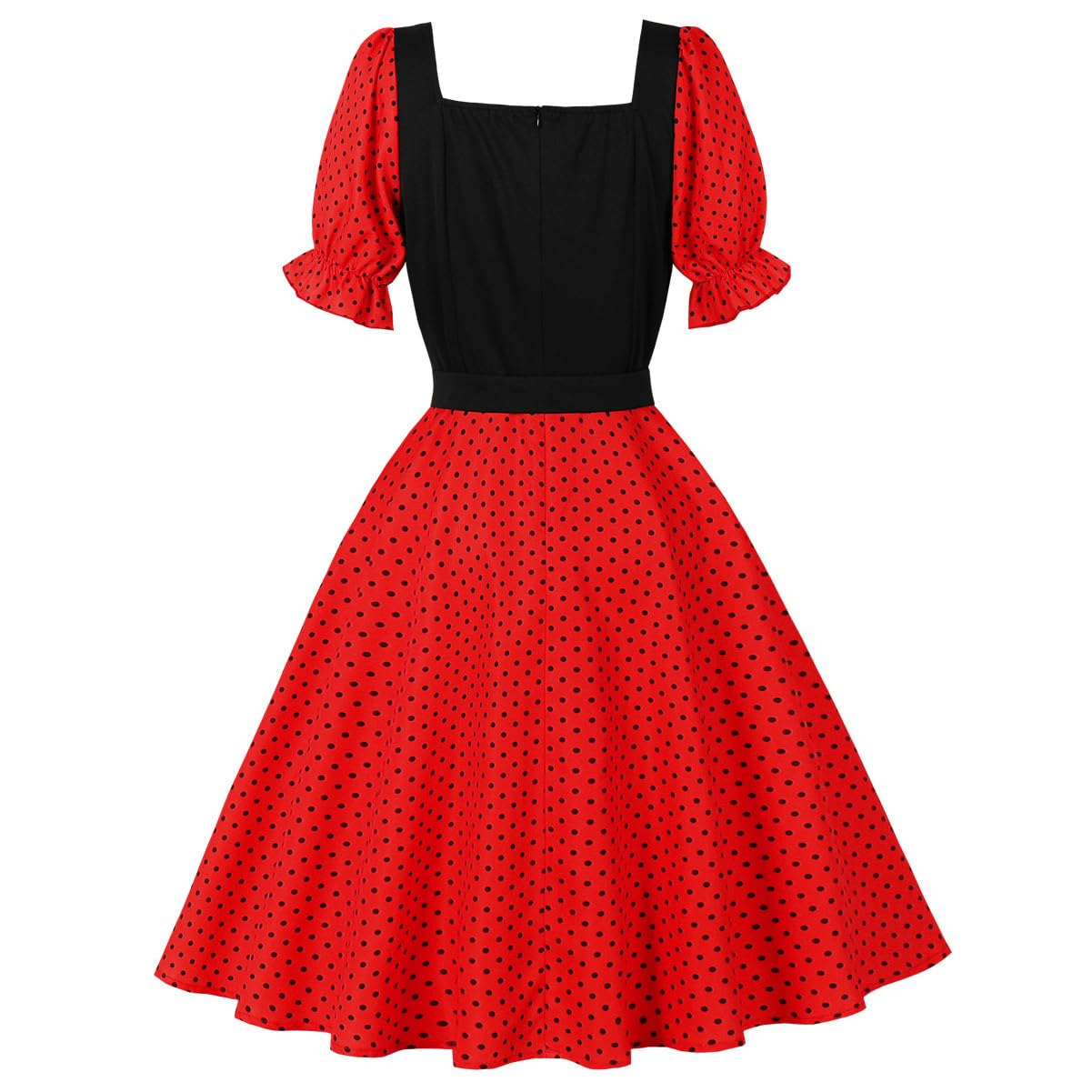 Robe de style années 50 pour femme - Style vintage à pois - Robe de cocktail style années 50 - Patchwork - Rockabilly - Avec ceinture