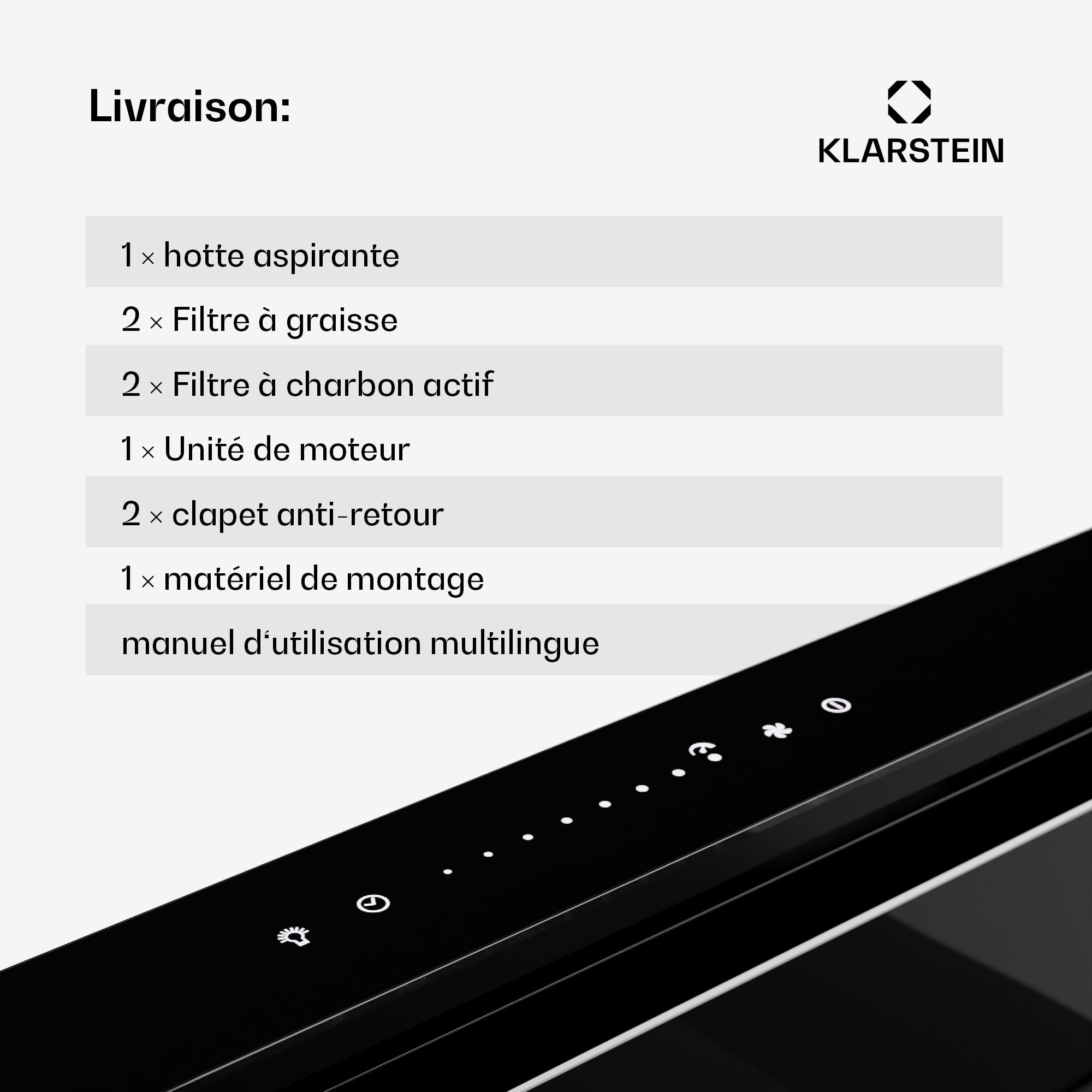 Klarstein Hotte Aspirante 75 cm, Hottes de Cuisine 2 en 1 à Aspiration Descendante, Débit d'Air de 576 m³/h, Modes de Ventilation, Eclairage LED, Tactile, Hotte Aspirante de Cuisine Silencieuse